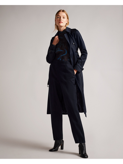 Ted Baker ROBBII - Lightweight Showerproof Belted Trench Coat NAVY