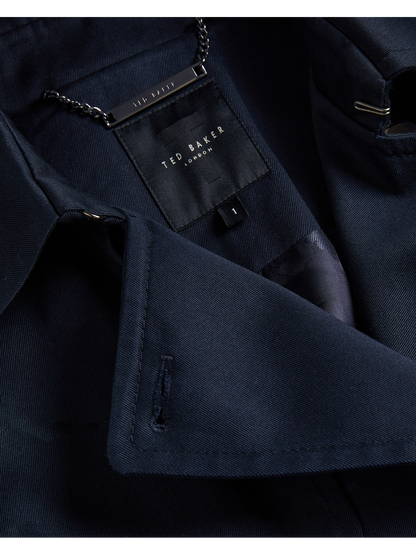 Ted Baker ROBBII - Lightweight Showerproof Belted Trench Coat NAVY