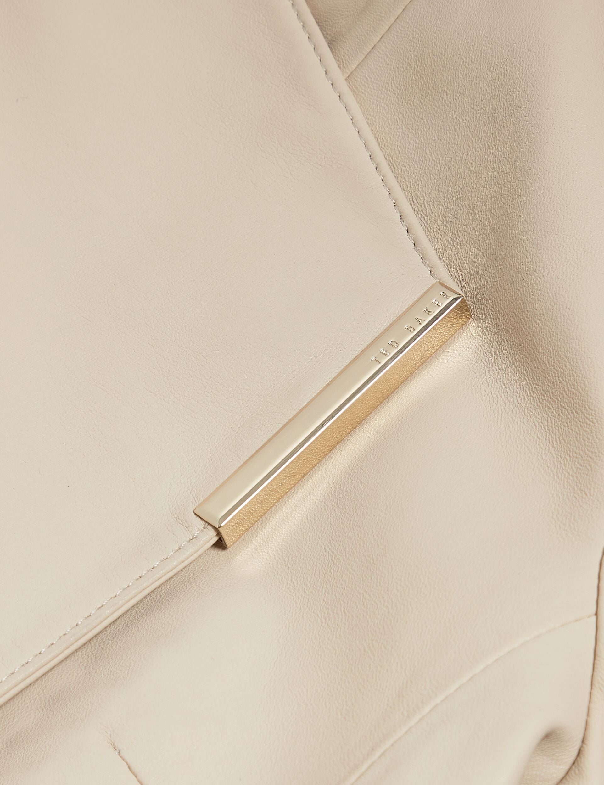 Ted Baker RIYOZE - Wrap Front Cropped Leather Jacket IVORY