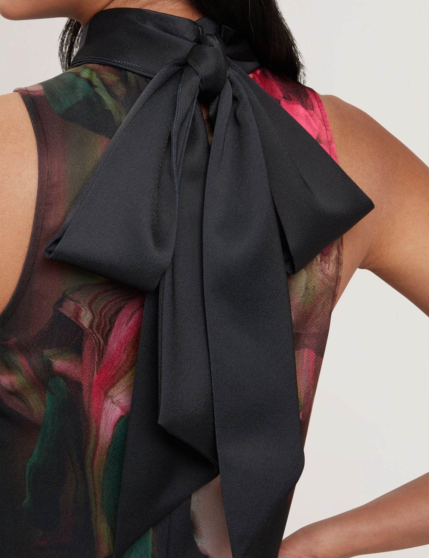 Ted Baker KINSALA - Printed Neck Tie Detail Wide Leg Jumpsuit BLACK