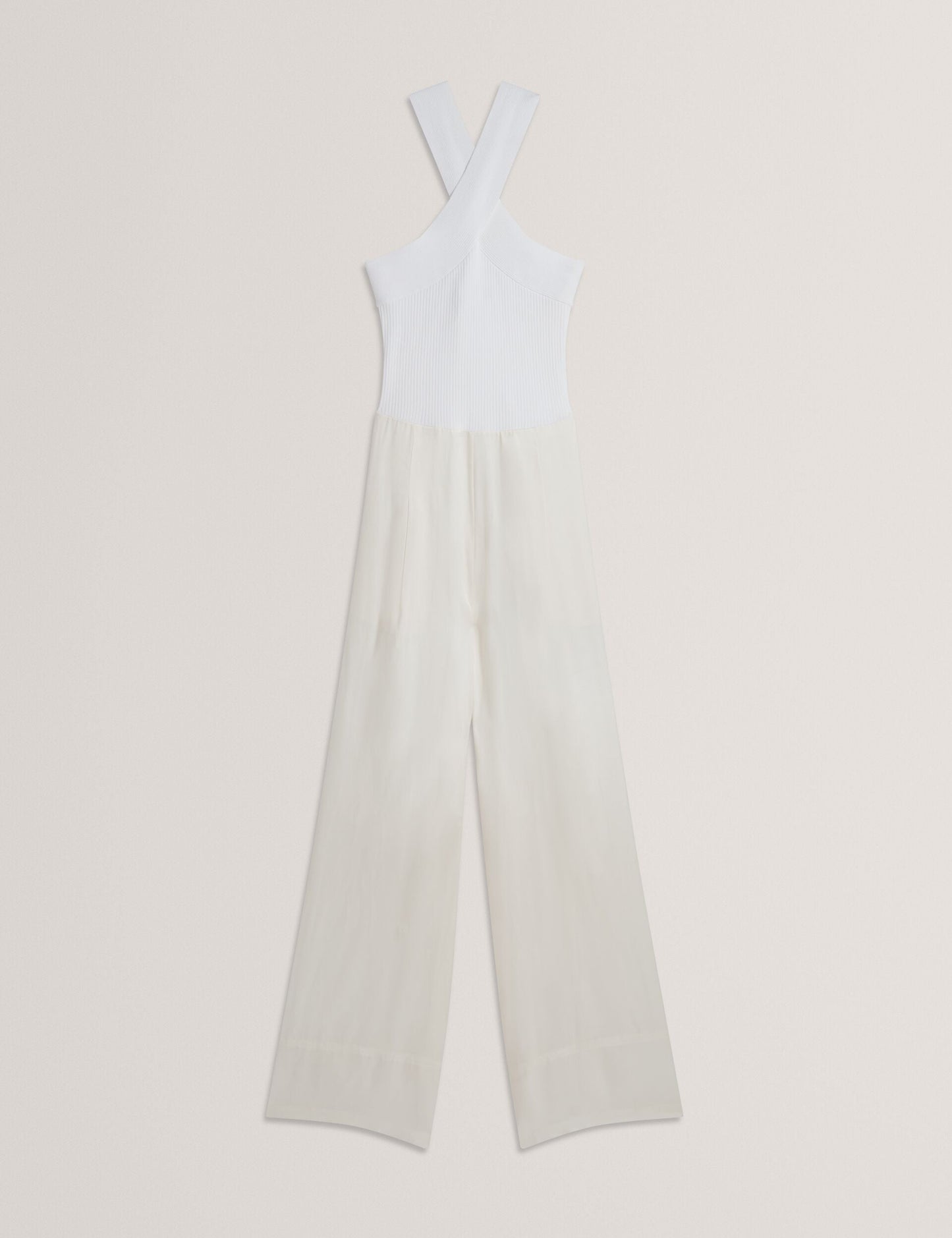 Ted Baker BAIBLU - Halter Neck Knit Bodice Jumpsuit IVORY
