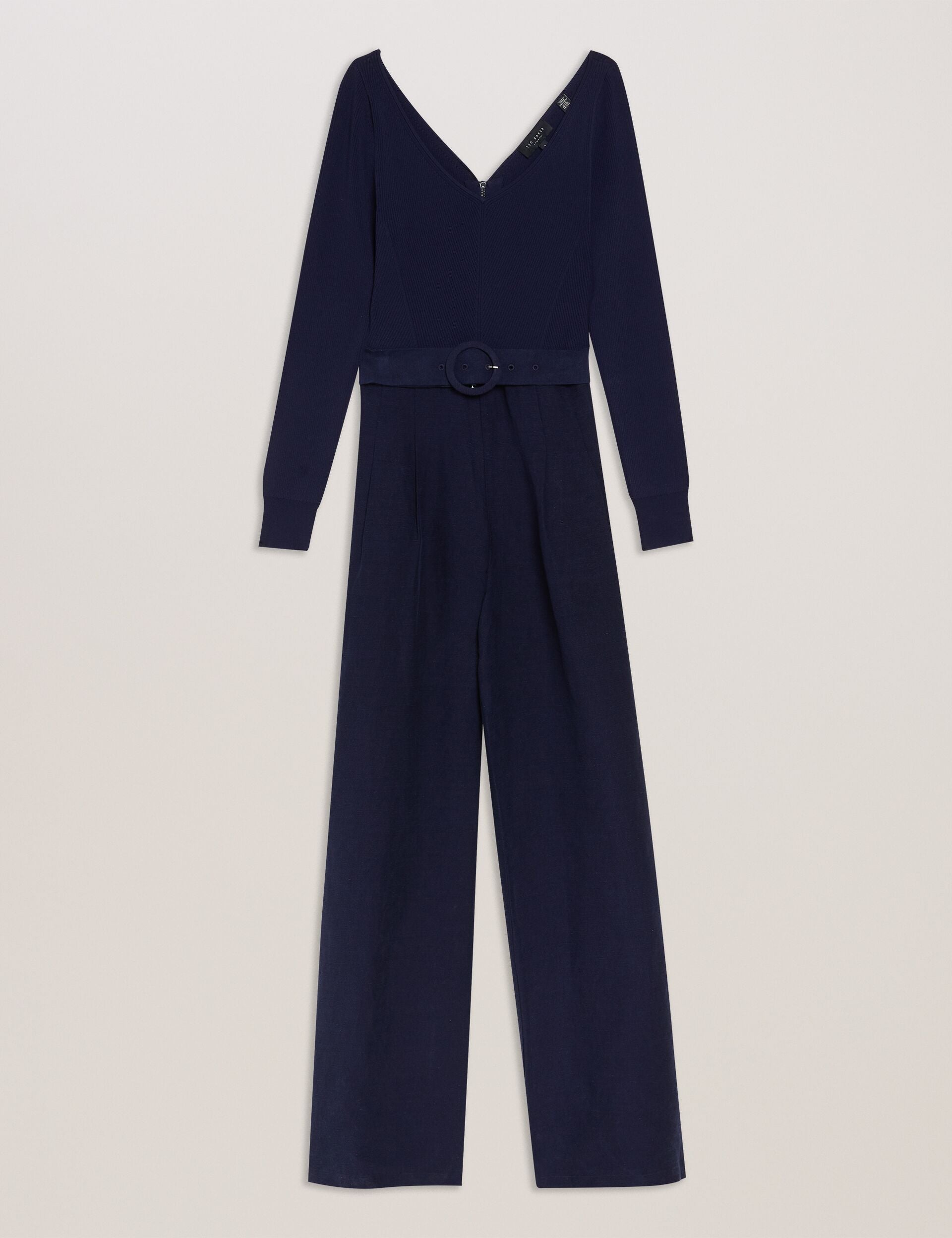 Ted Baker AGATEA - Off Shoulder Belted Wide Leg Jumpsuit NAVY