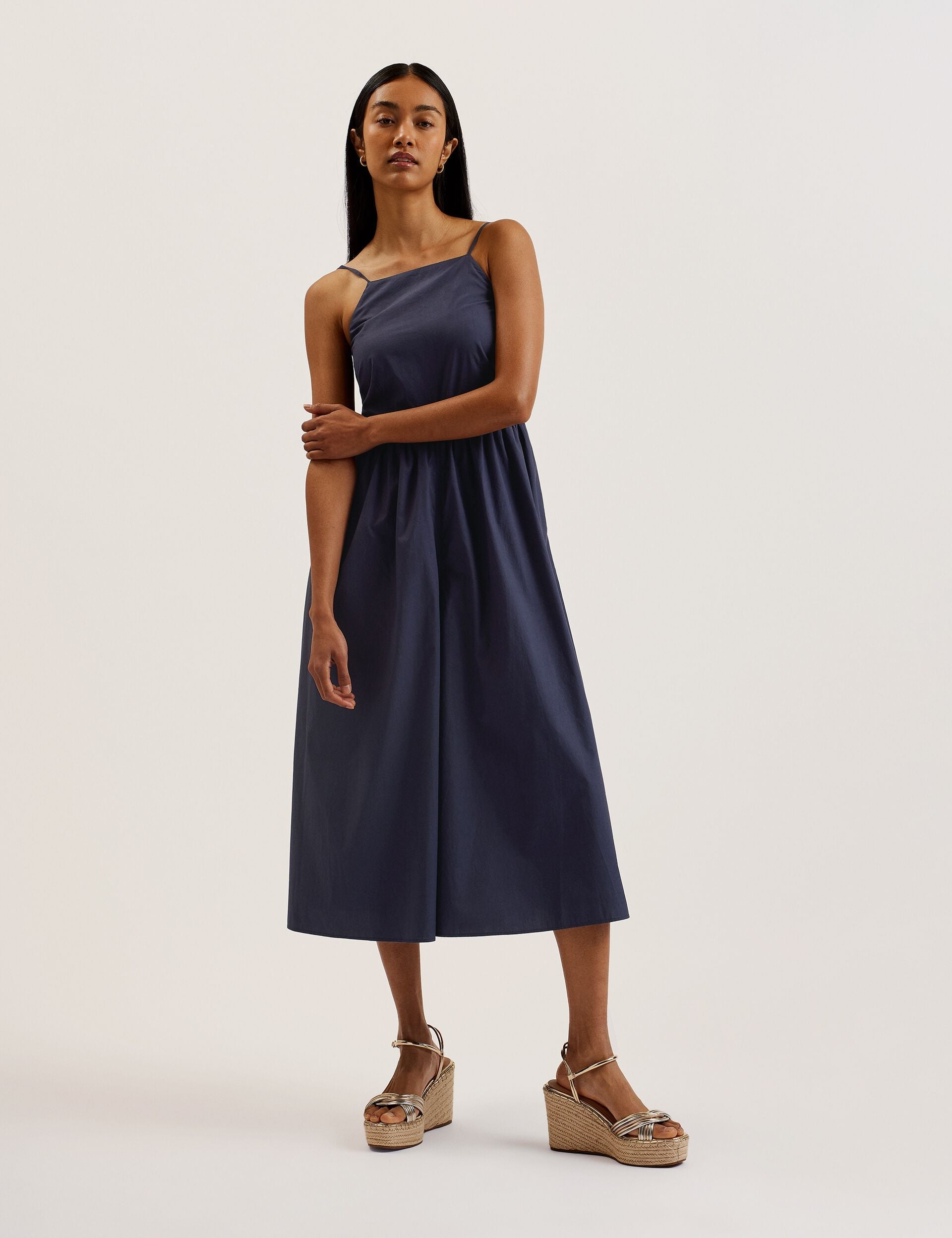 Ted Baker EZE - Squared Neck Strappy cross over Jumpsuit DARK BLUE