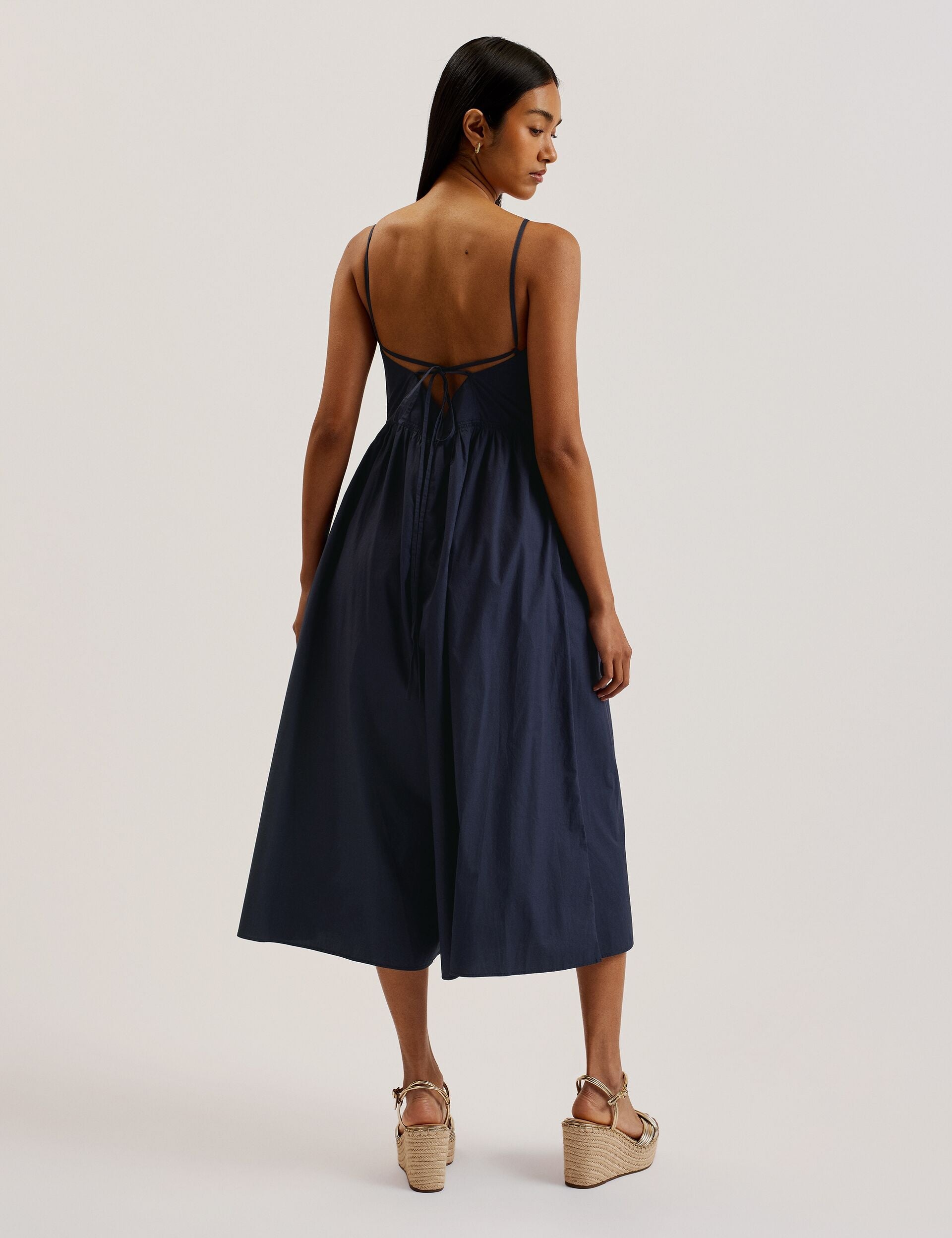 Ted Baker EZE - Squared Neck Strappy cross over Jumpsuit DARK BLUE
