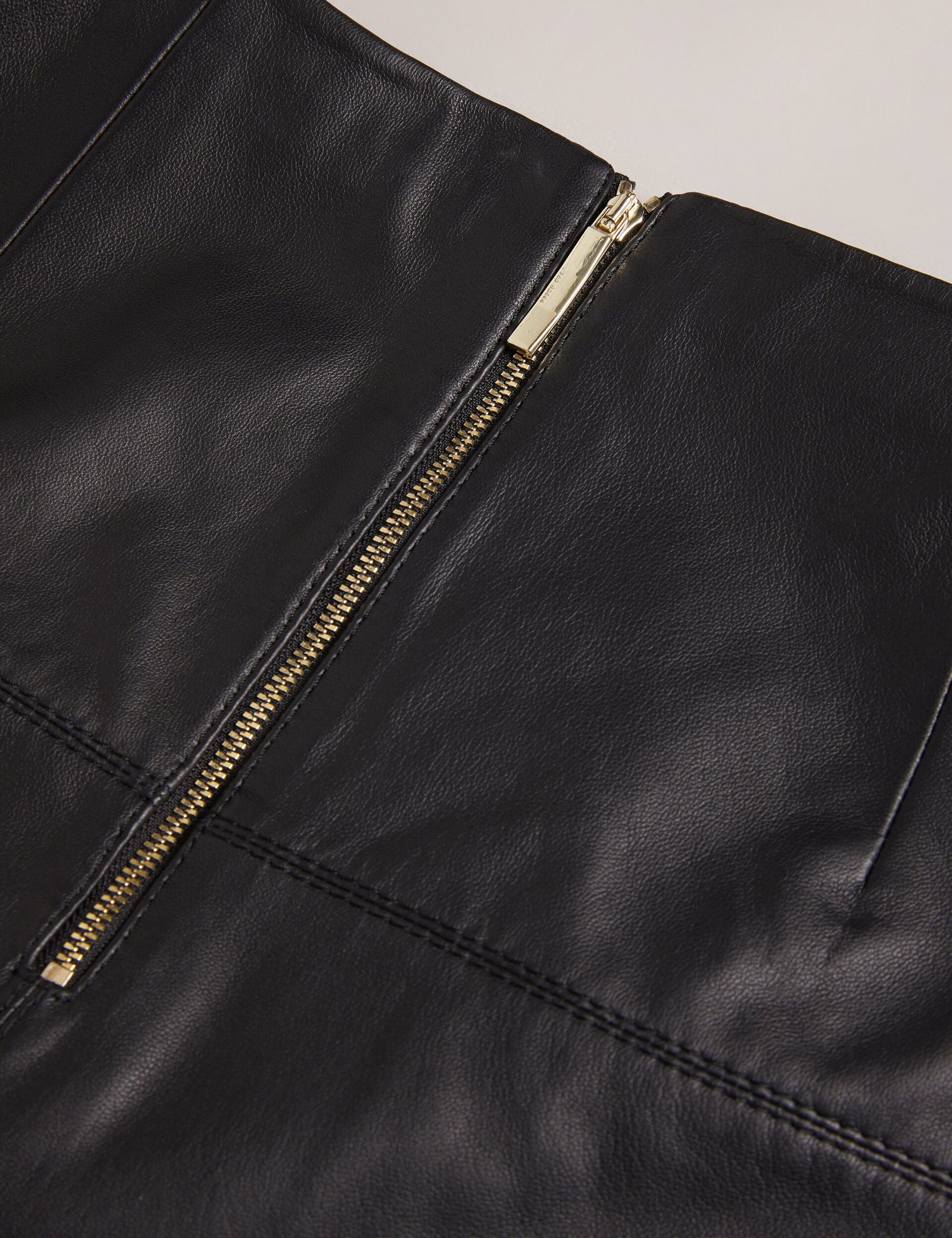 Ted Baker VALIAT - A-Line Leather Mini Skirt BLACK
