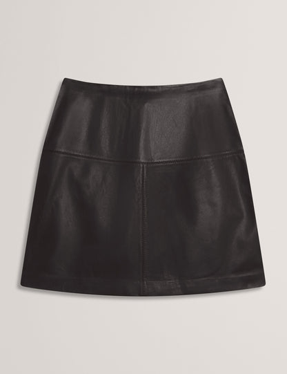 Ted Baker VALIAT - A-Line Leather Mini Skirt BLACK