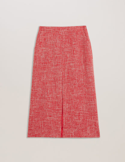 Ted Baker SUMIS - Tailored Boucle Midi Skirt With Front Slit RED