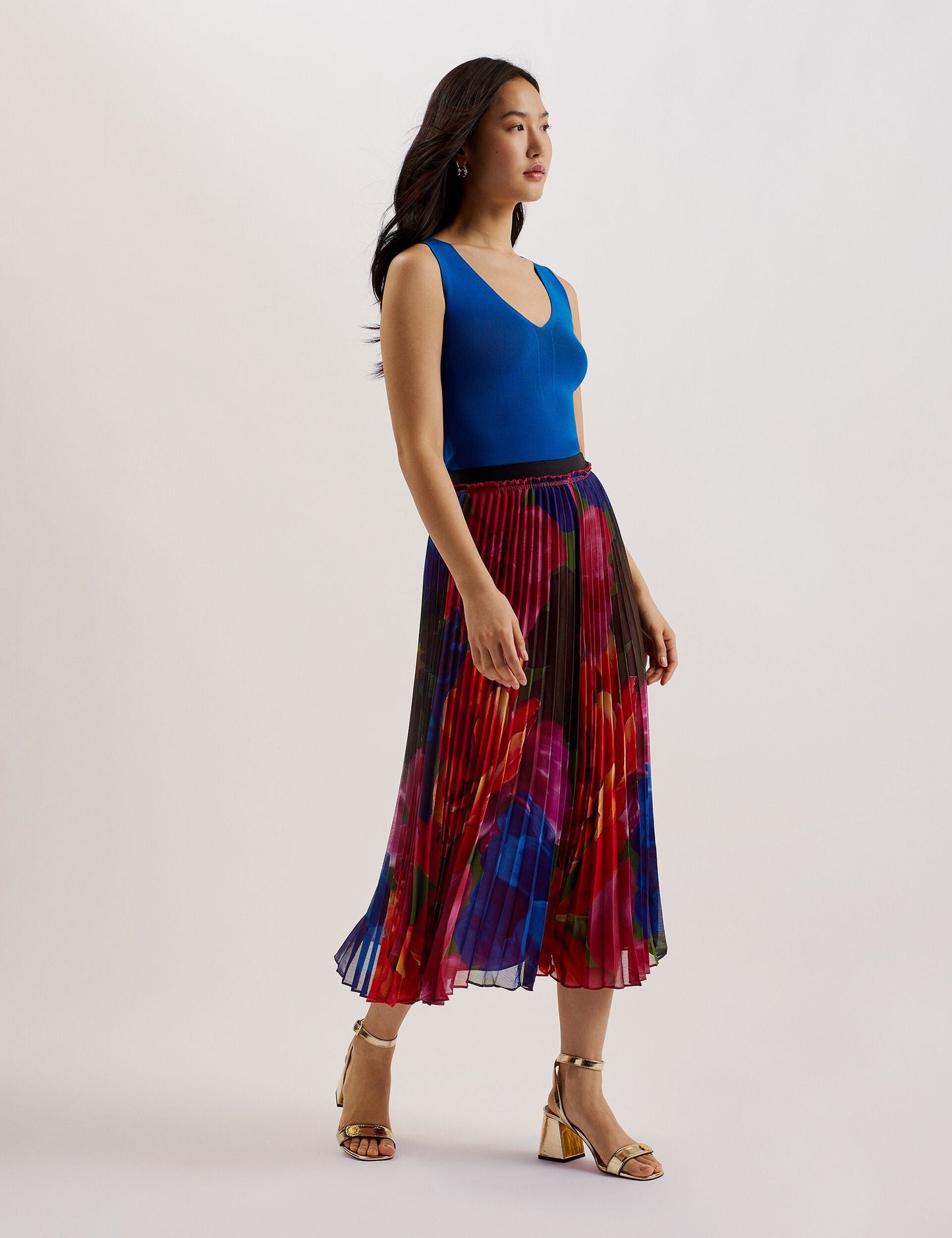 Ted Baker EVOLA - Printed Pleated Midi Skirt MULTICOLOUR