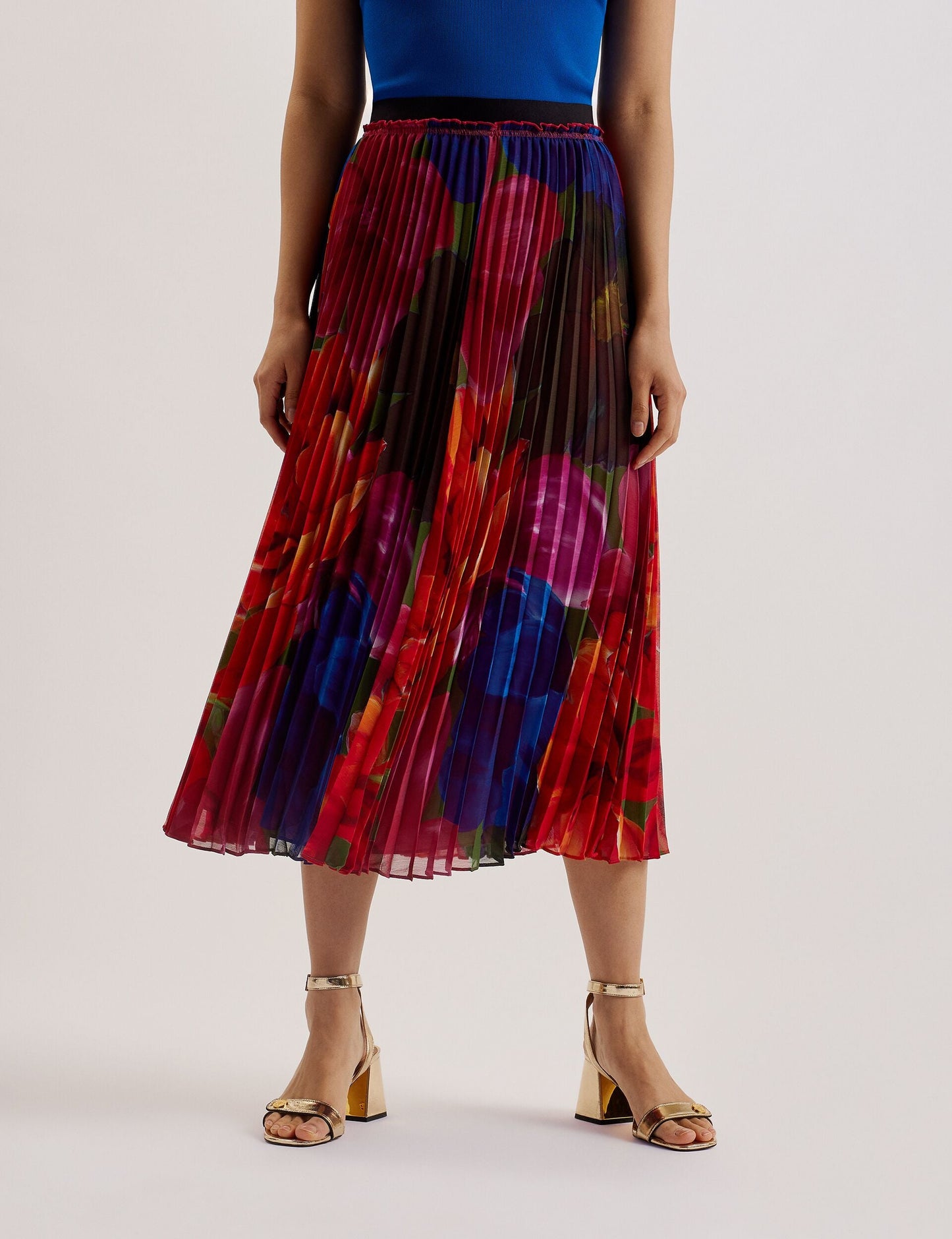 Ted Baker EVOLA - Printed Pleated Midi Skirt MULTICOLOUR