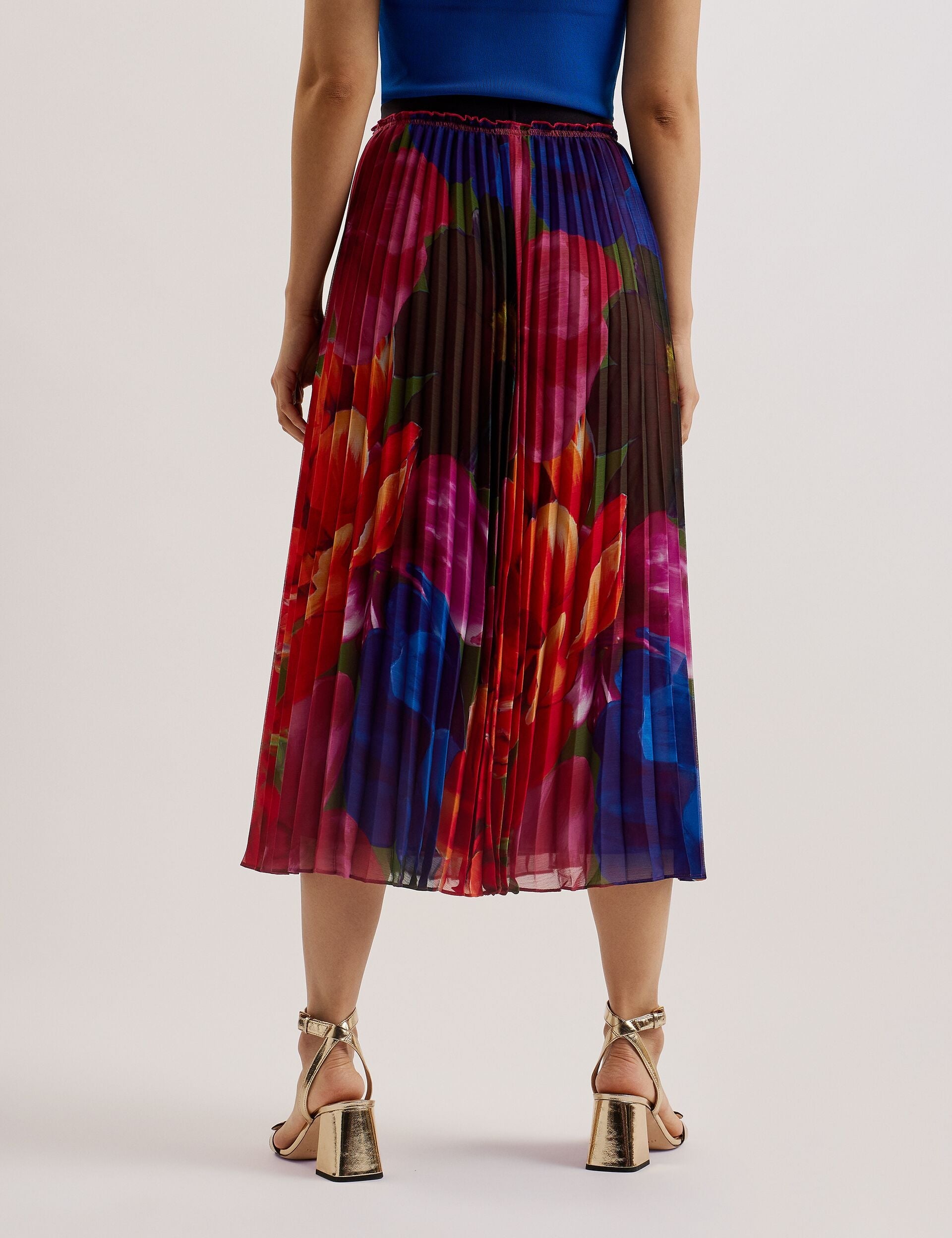 Ted Baker EVOLA - Printed Pleated Midi Skirt MULTICOLOUR