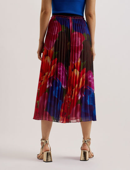 Ted Baker EVOLA - Printed Pleated Midi Skirt MULTICOLOUR