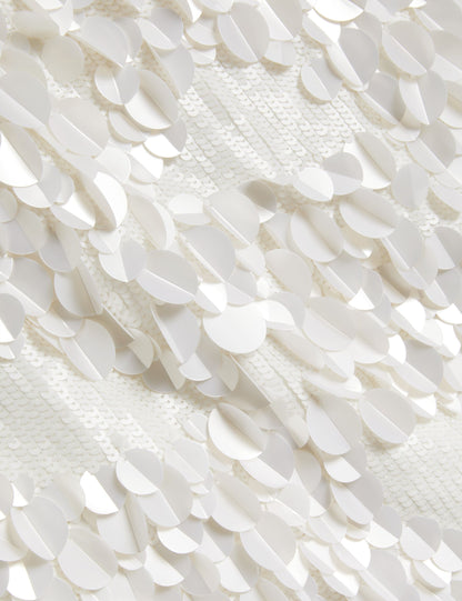 Ted Baker VOULA Sequin Embellished Straight Mini Skirt IVORY