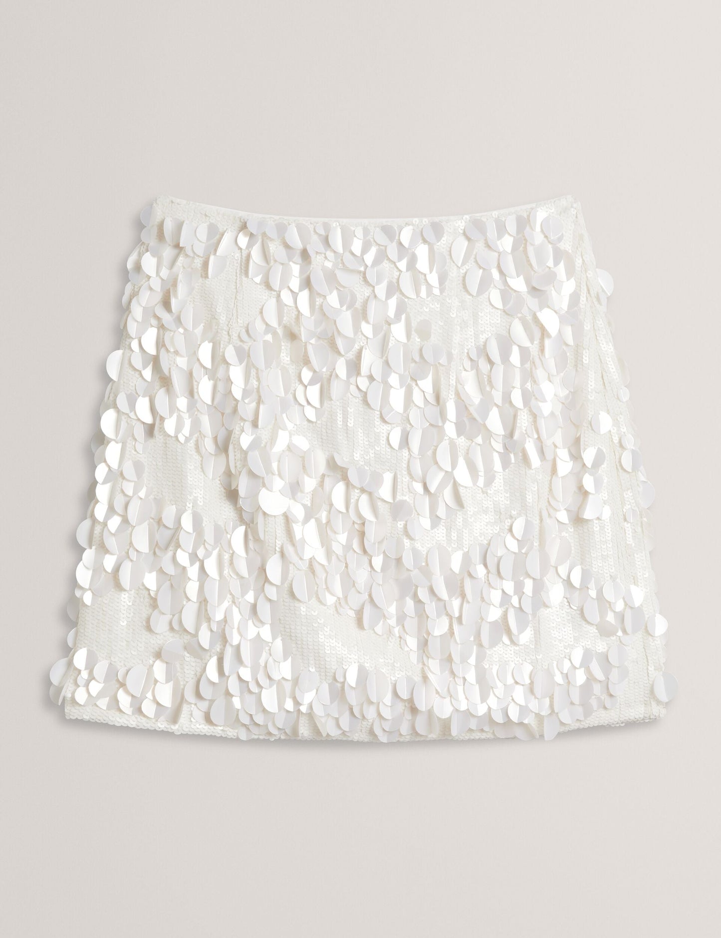 Ted Baker VOULA Sequin Embellished Straight Mini Skirt IVORY