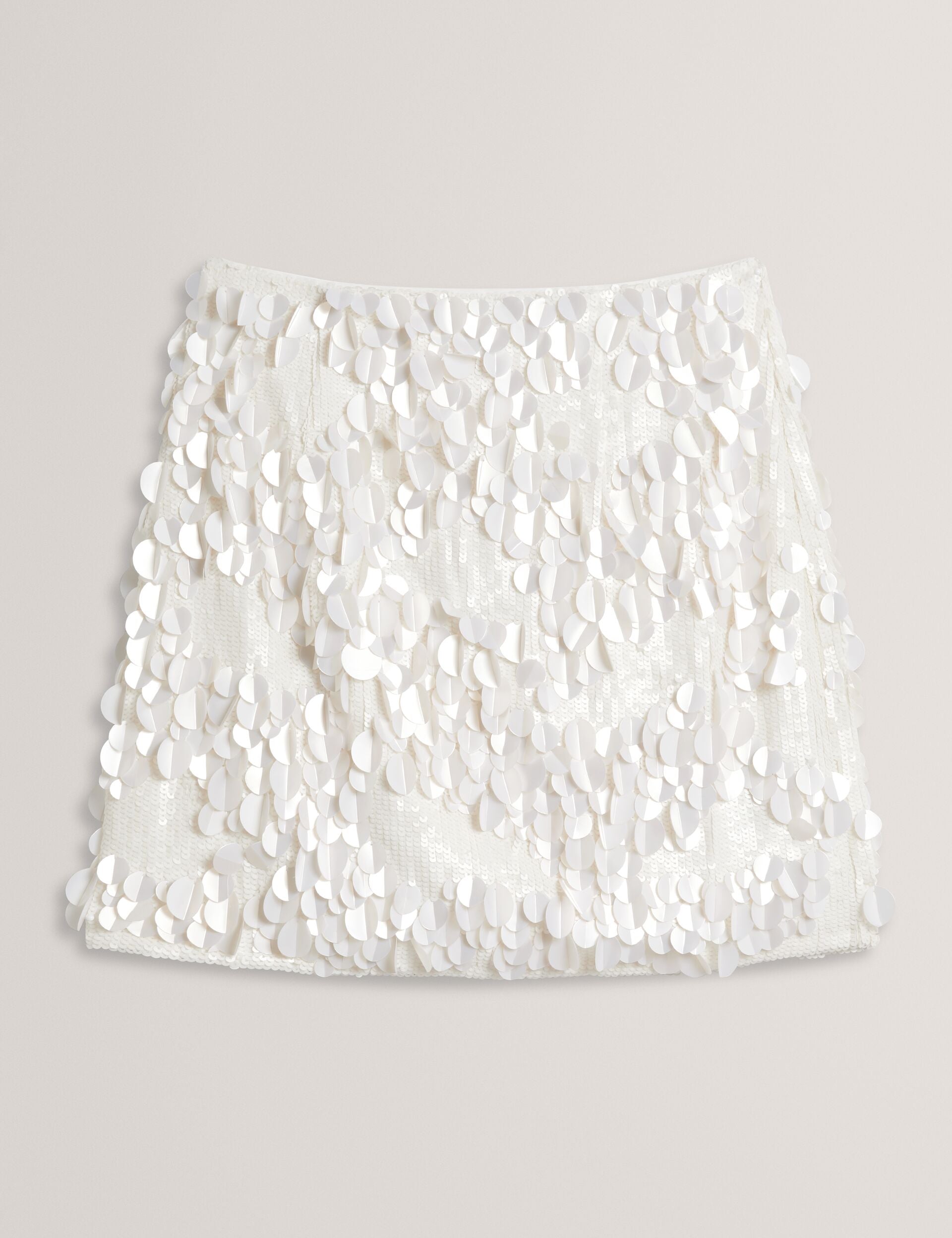 Ted Baker VOULA Sequin Embellished Straight Mini Skirt IVORY