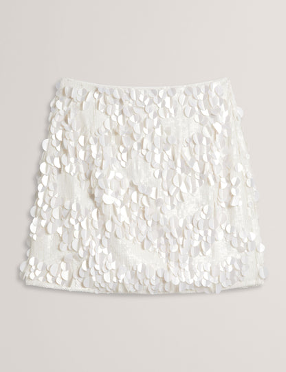 Ted Baker VOULA Sequin Embellished Straight Mini Skirt IVORY