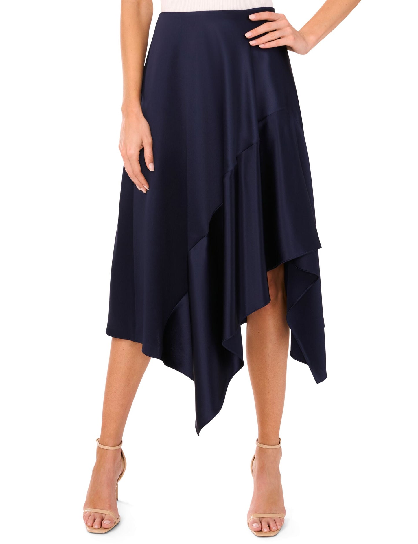 Ted Baker ASYMMETRIC MIDI SKIRT WITH PIPING DETAIL - Navy NAVY