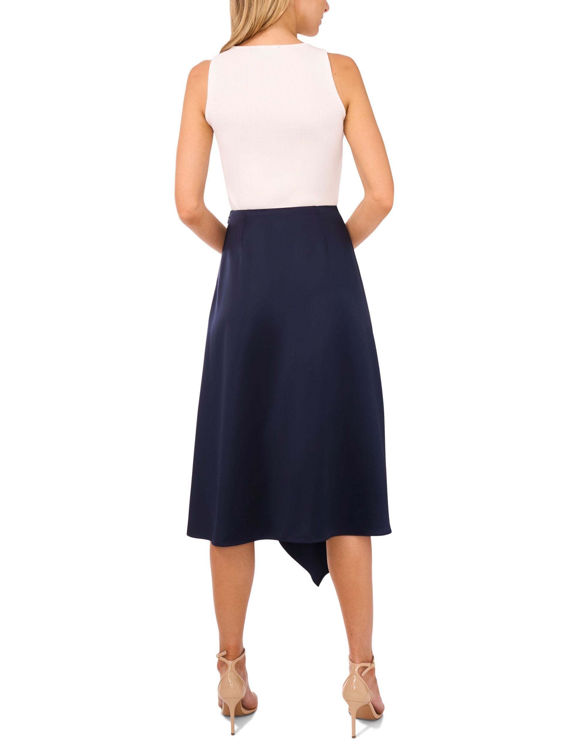 Ted Baker ASYMMETRIC MIDI SKIRT WITH PIPING DETAIL - Navy NAVY