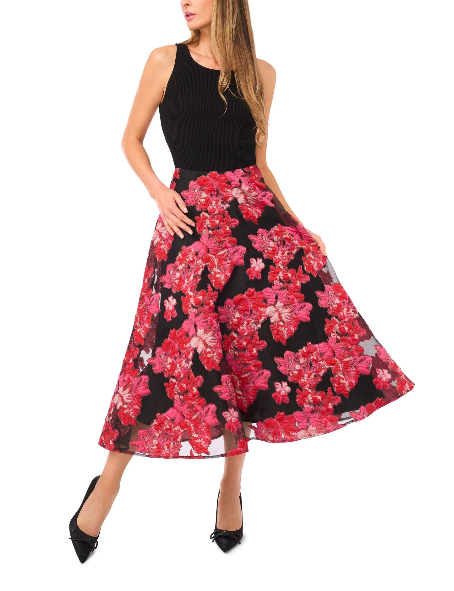 Ted Baker FIONA - Floral Brocade Midi Skirt PINK