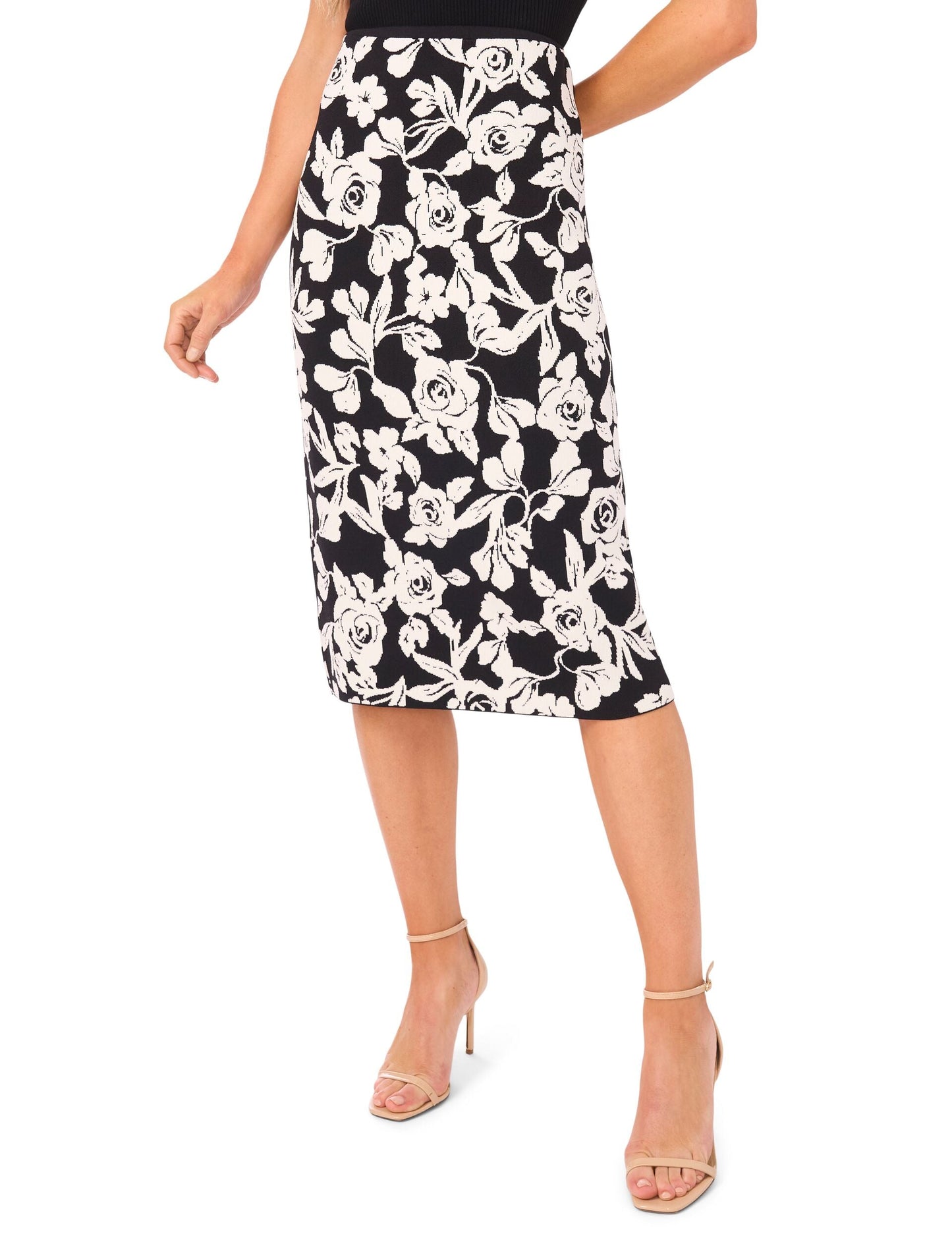 Ted Baker TONI - Midi Skirt With Rose Jacquard BLACK