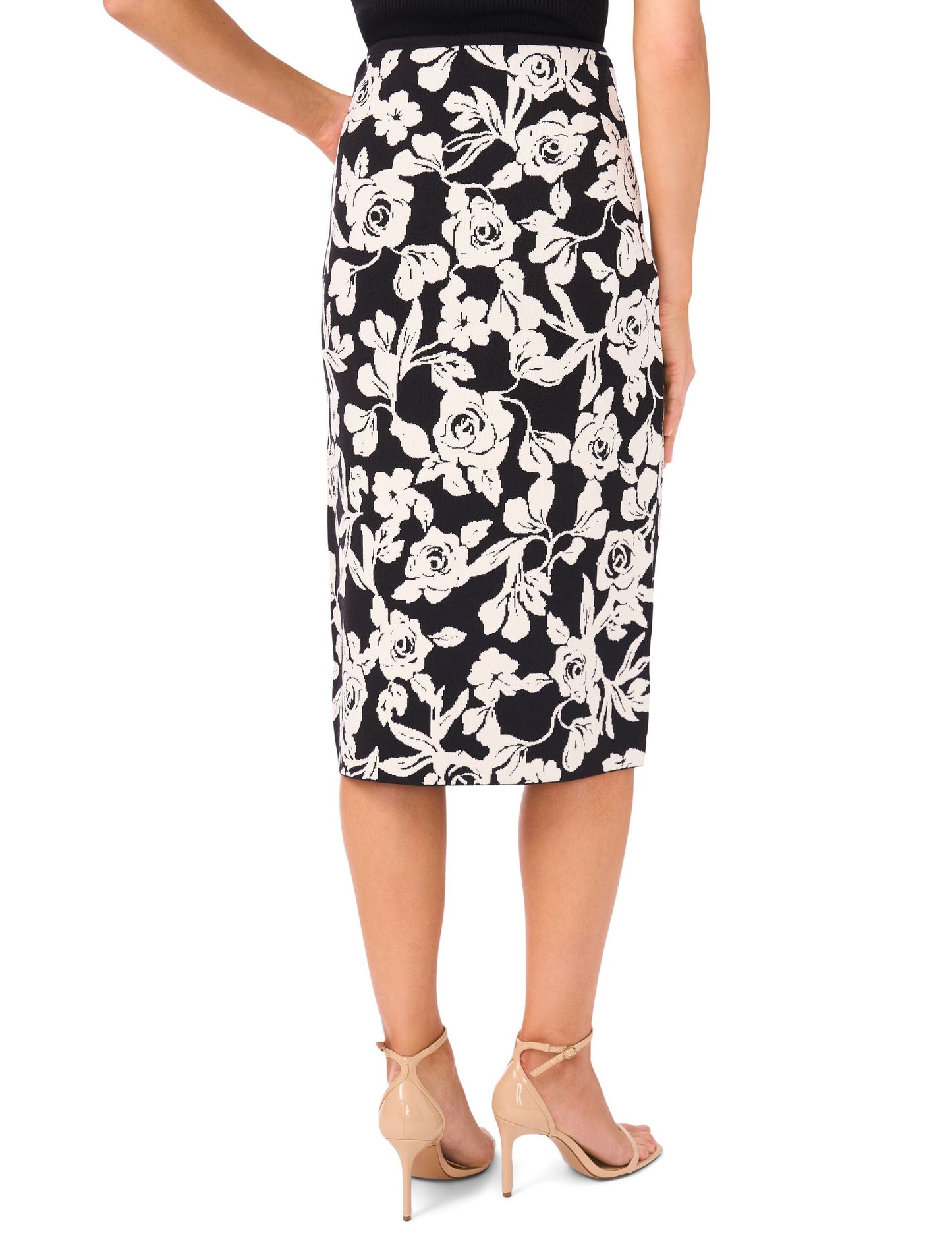 Ted Baker TONI - Midi Skirt With Rose Jacquard BLACK