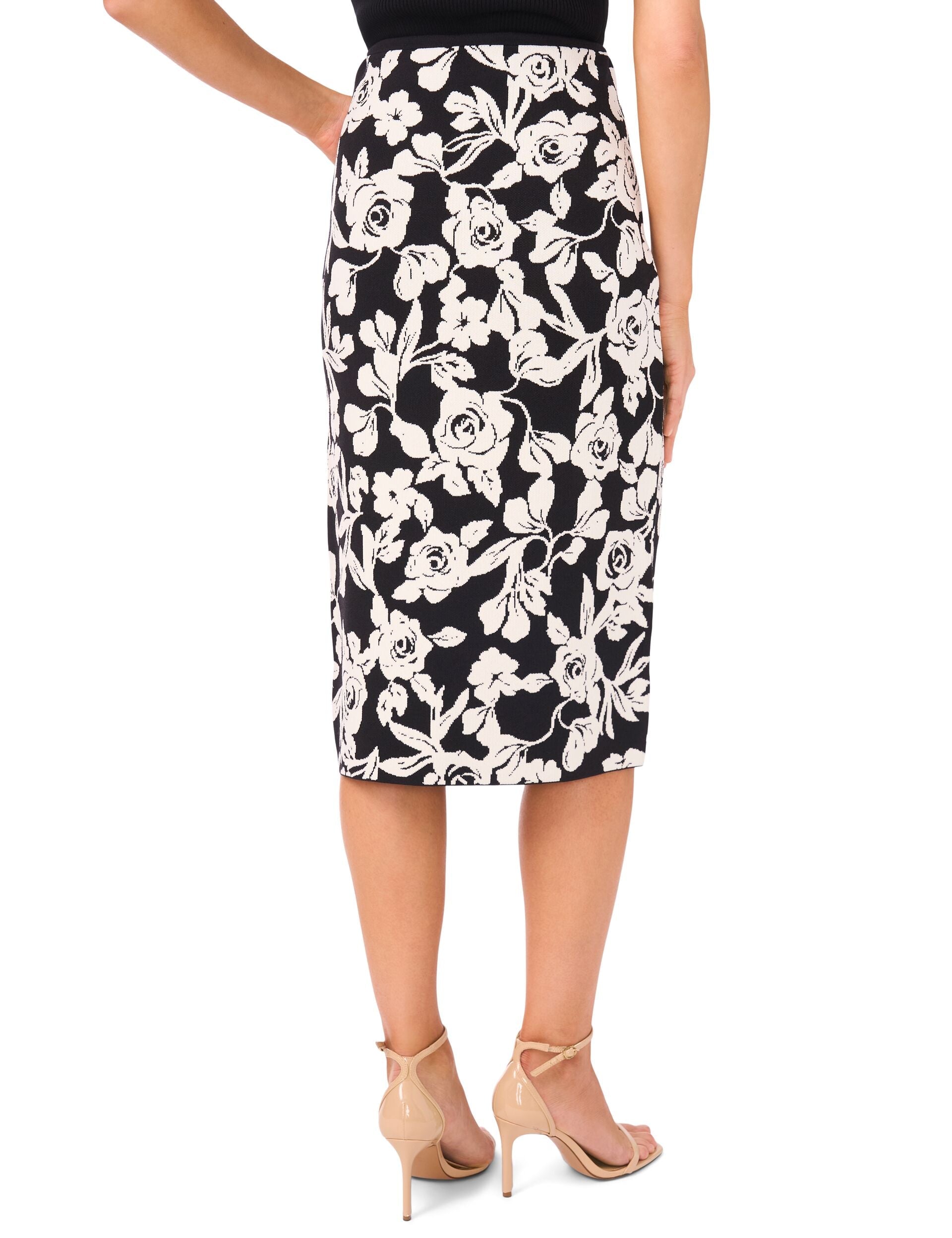 Ted Baker TONI - Midi Skirt With Rose Jacquard BLACK
