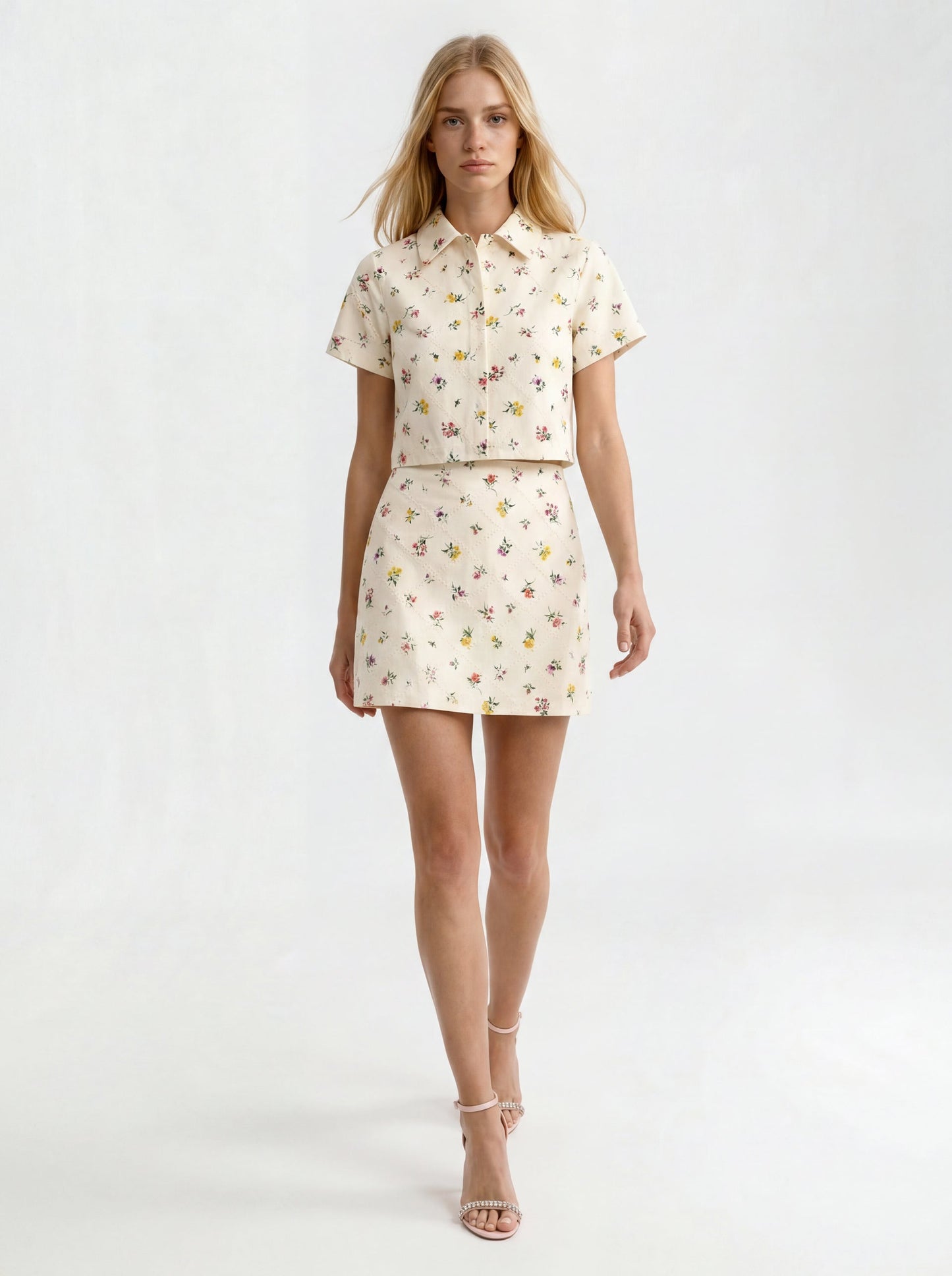 Ted Baker MARGARET Wildflower Embroidered Mini Skirt CREAM