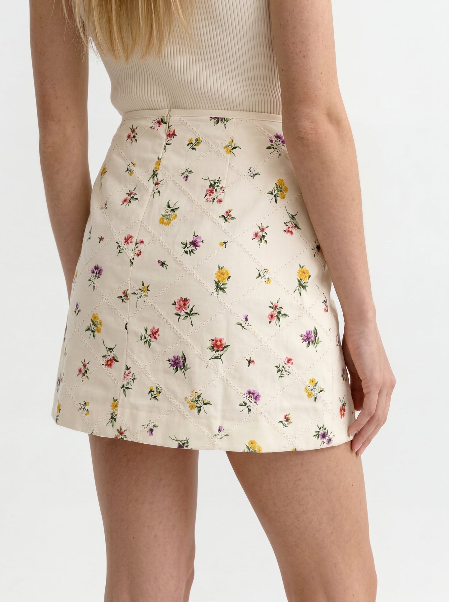 Ted Baker MARGARET Wildflower Embroidered Mini Skirt CREAM