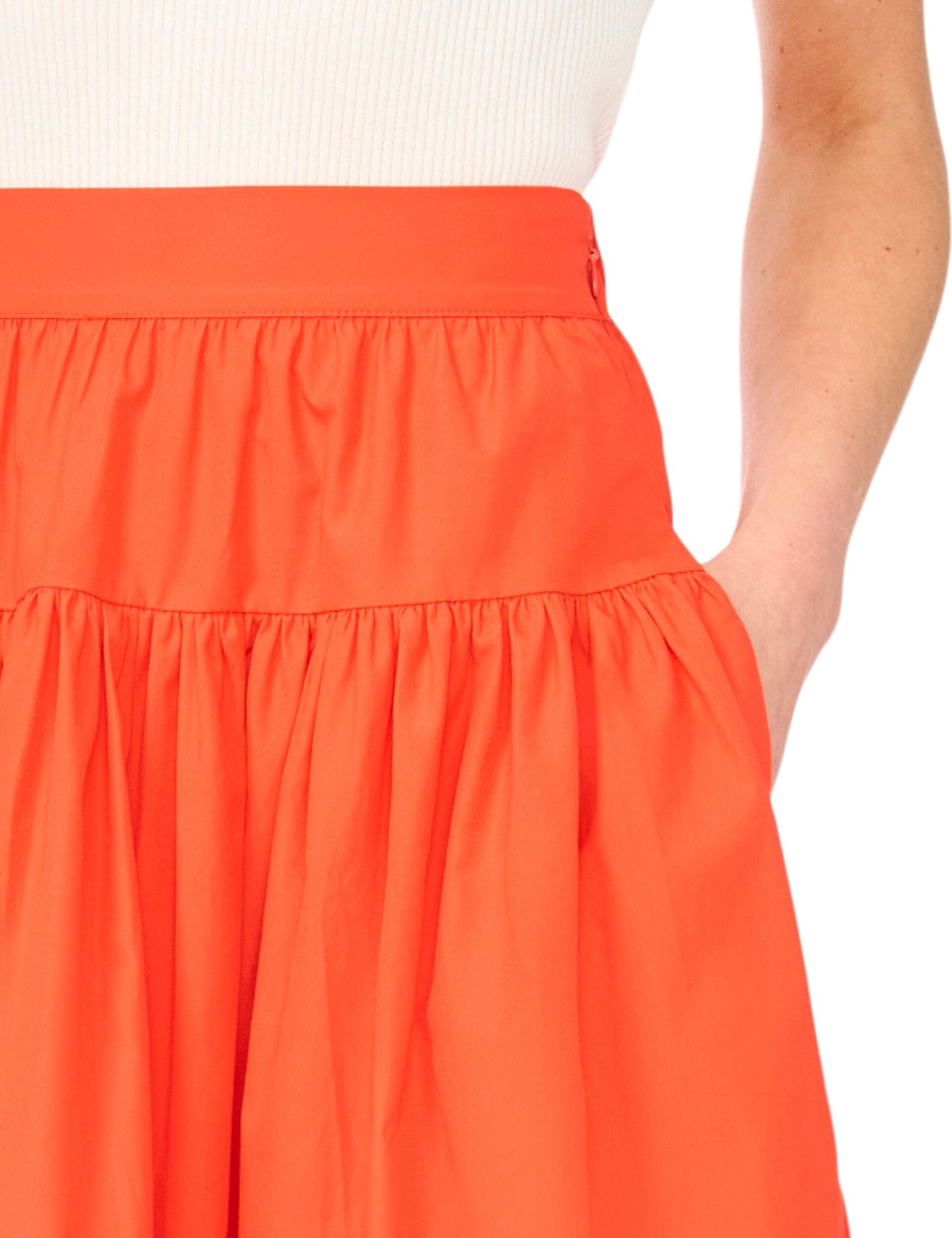 Ted Baker ERIN Picot Trim Cotton Full Midi Skirt BRIGHT ORANGE