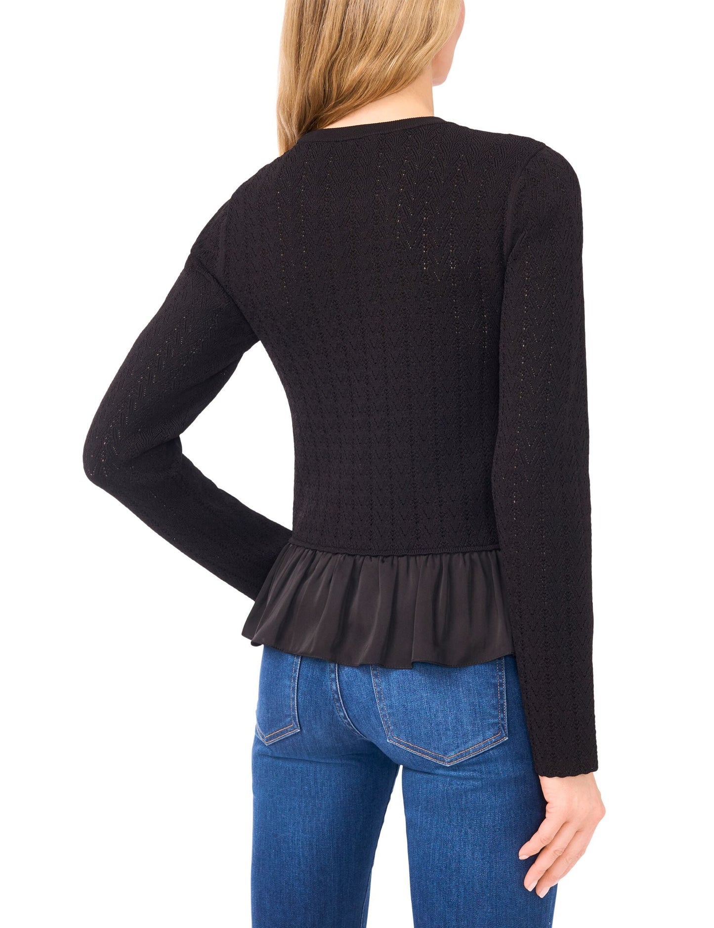 Ted Baker IRENE - Long Sleeve Crew Neck with Pointelle Cable BLACK