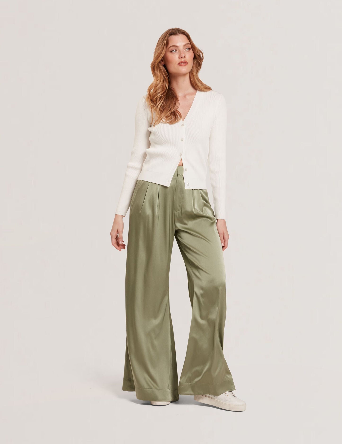 Ted Baker V-NECK CARDIGAN WITH RIB - Ivory IVORY