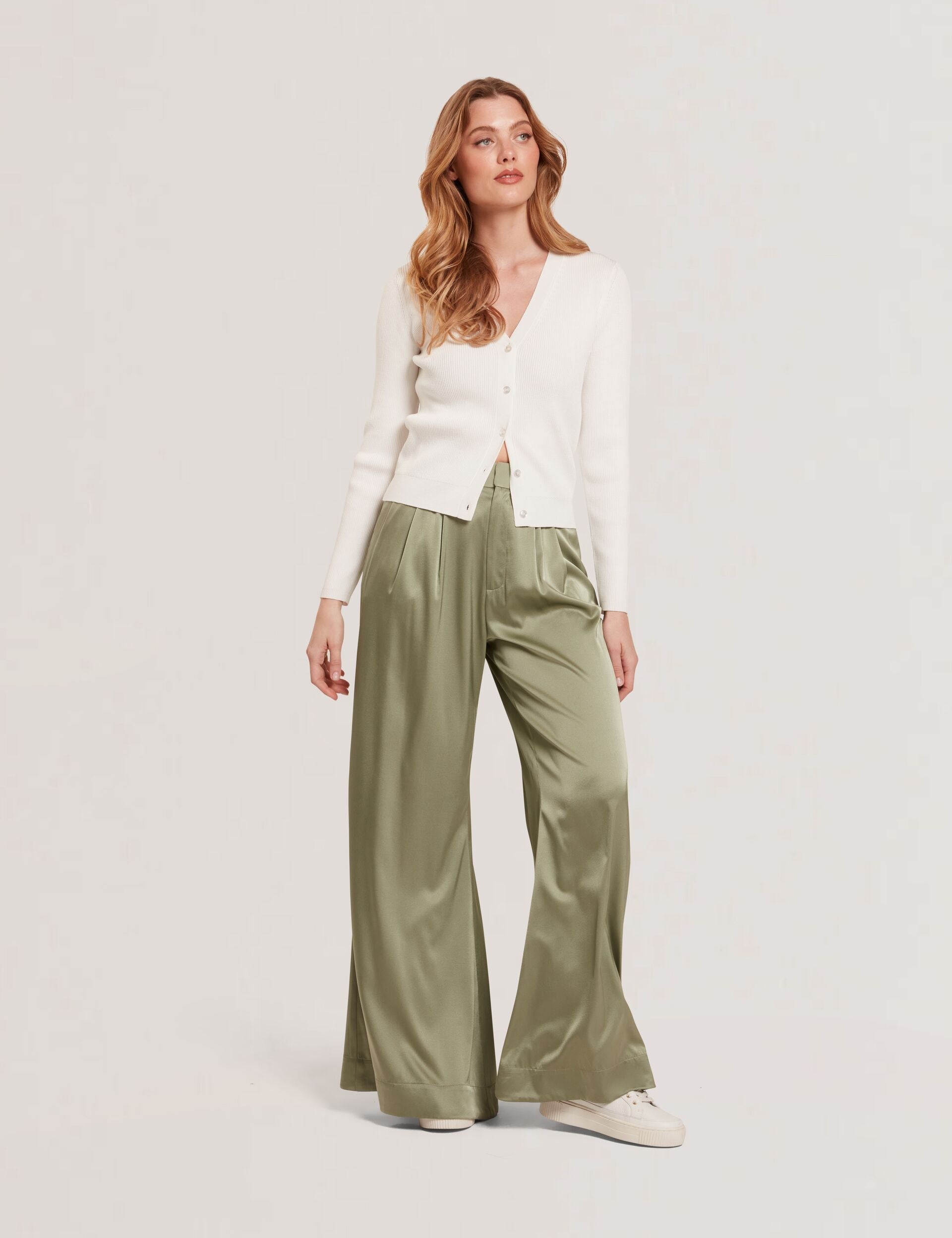 Ted Baker V-NECK CARDIGAN WITH RIB - Ivory IVORY
