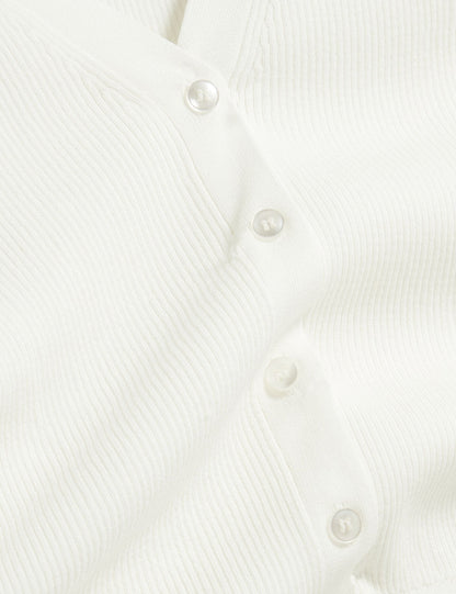 Ted Baker V-NECK CARDIGAN WITH RIB - Ivory IVORY