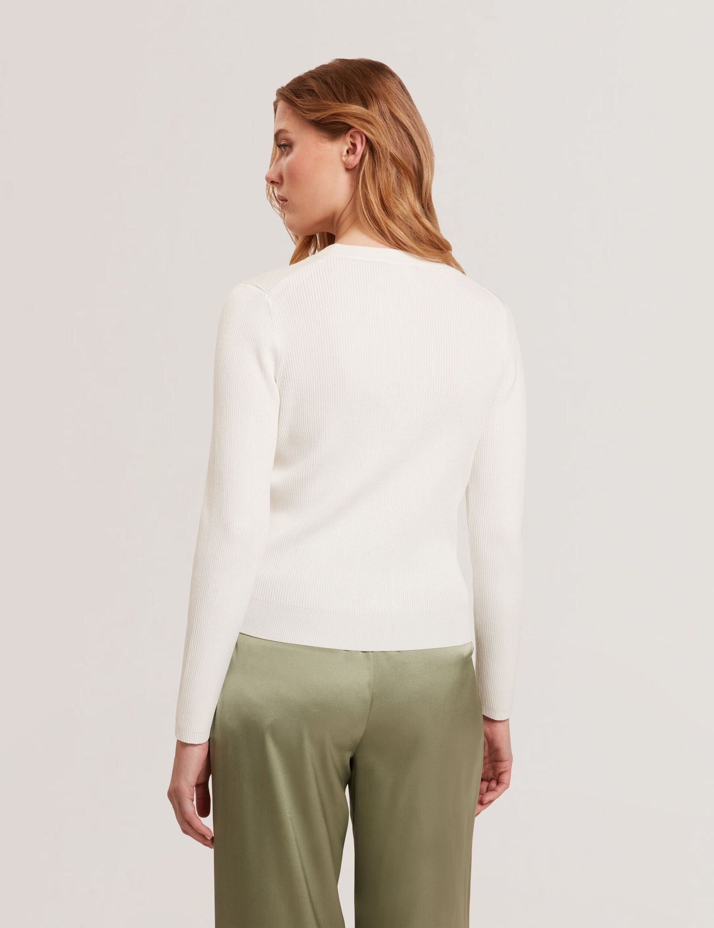 Ted Baker V-NECK CARDIGAN WITH RIB - Ivory IVORY