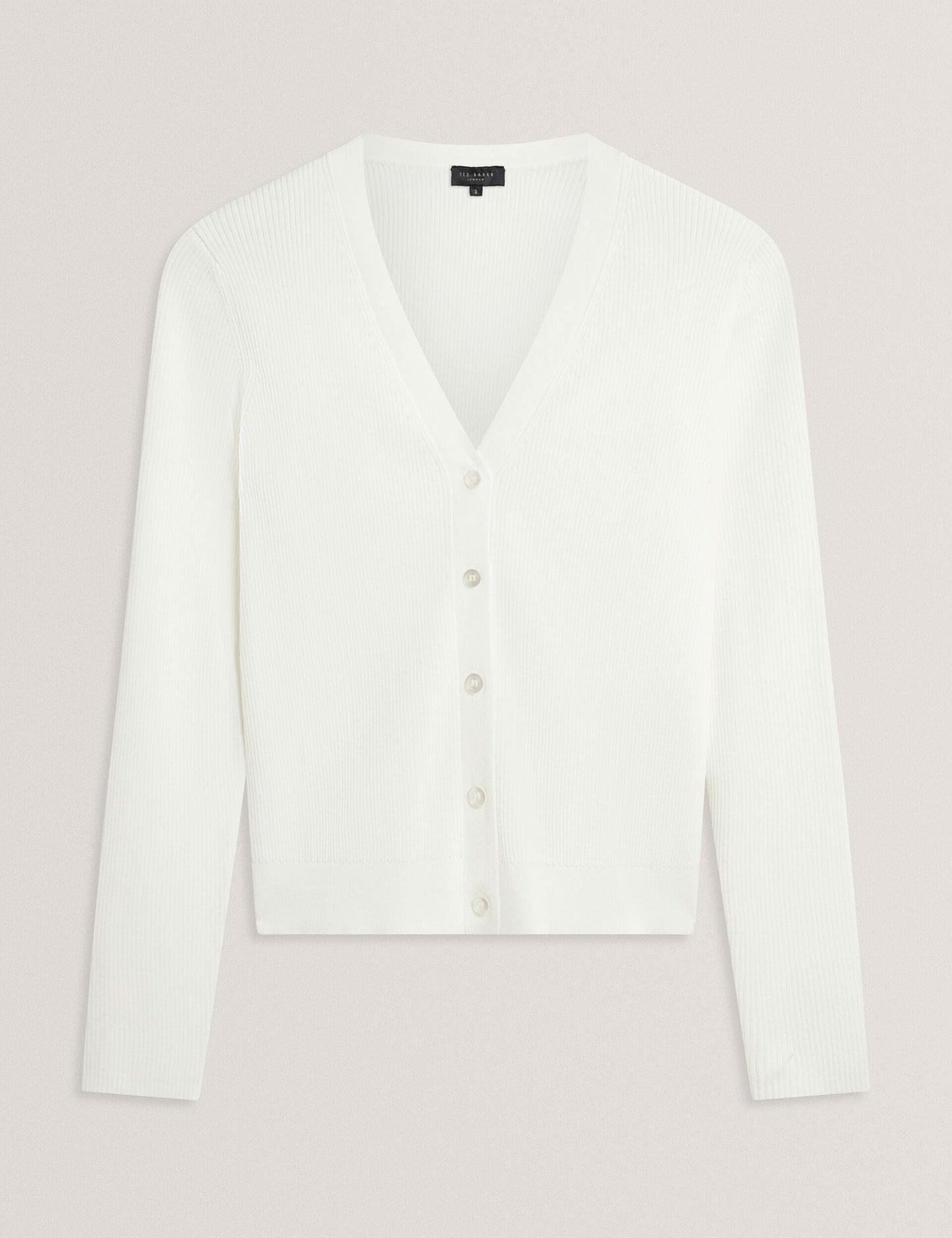 Ted Baker V-NECK CARDIGAN WITH RIB - Ivory IVORY