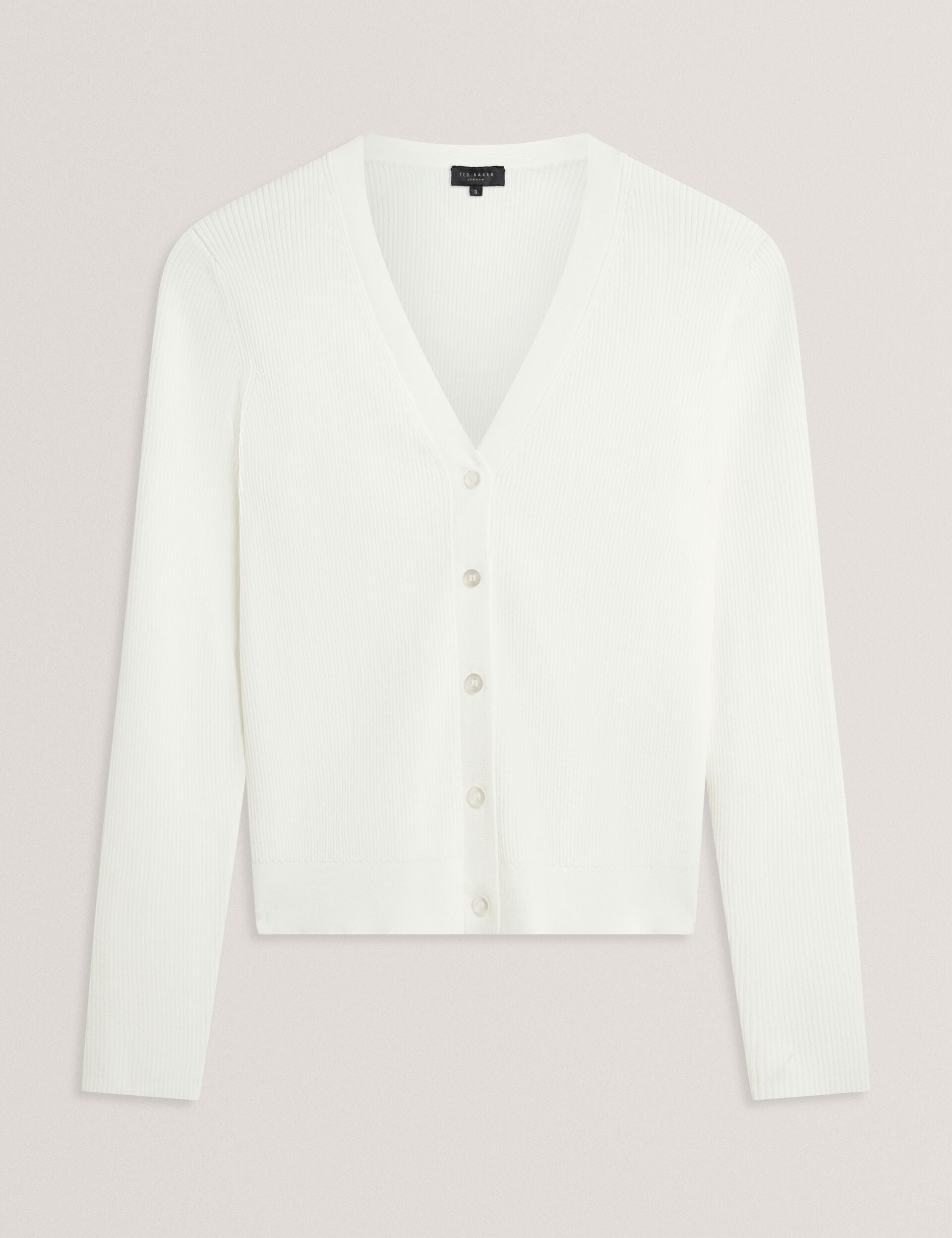 Ted Baker V-NECK CARDIGAN WITH RIB - Ivory IVORY