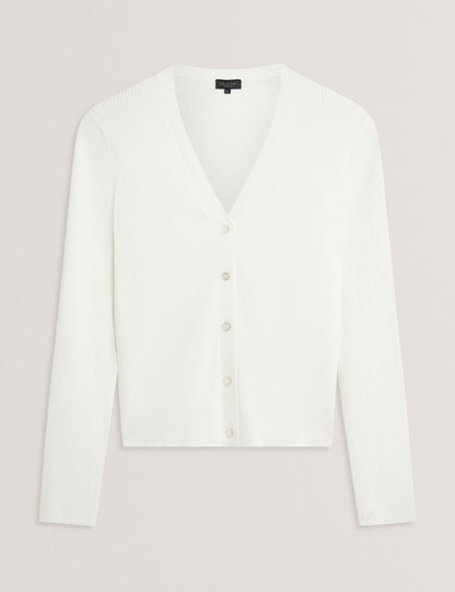 Ted Baker V-NECK CARDIGAN WITH RIB - Ivory IVORY