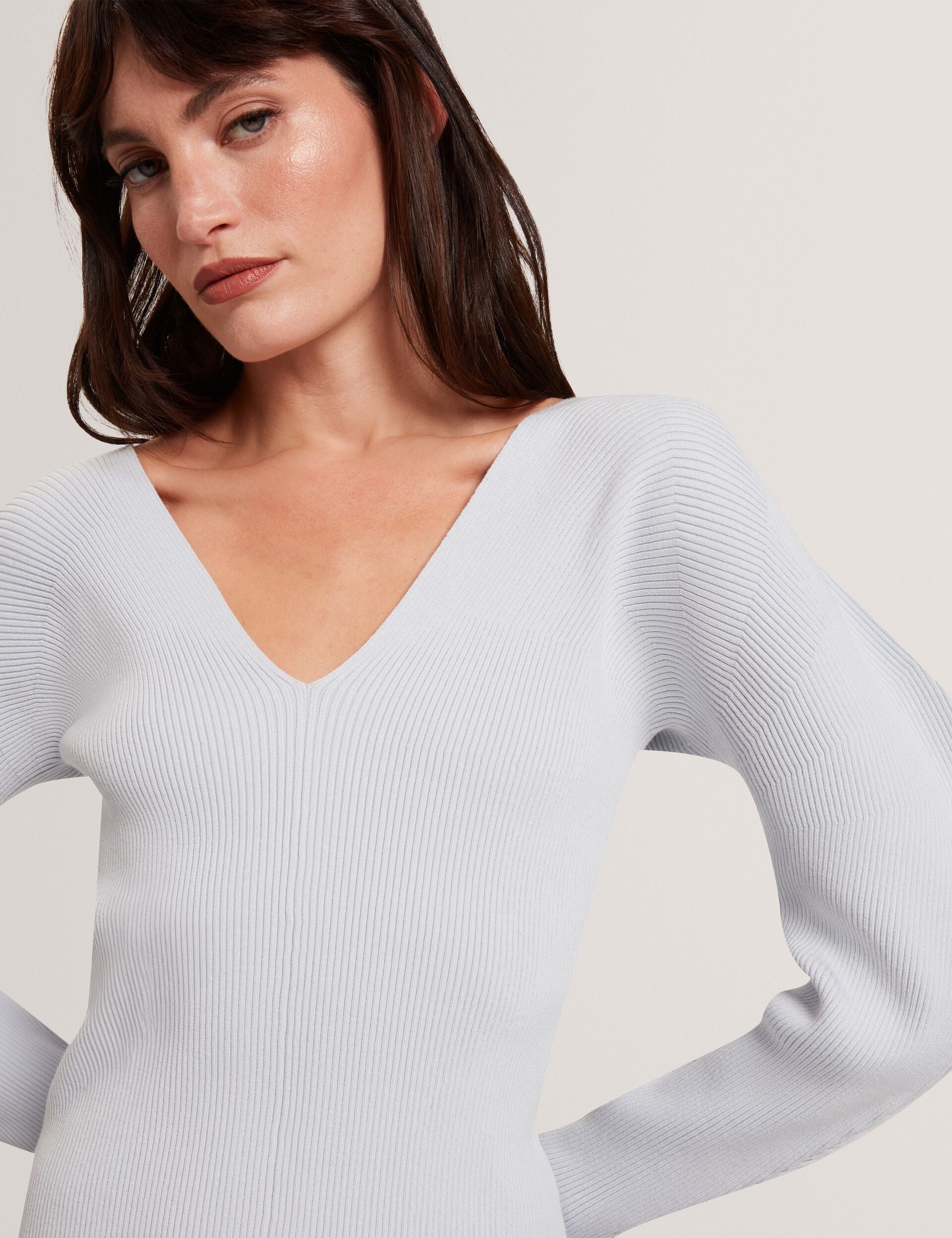 Ted Baker AMELYAA - Rib Sculpt Sleeve Sweater PALE BLUE