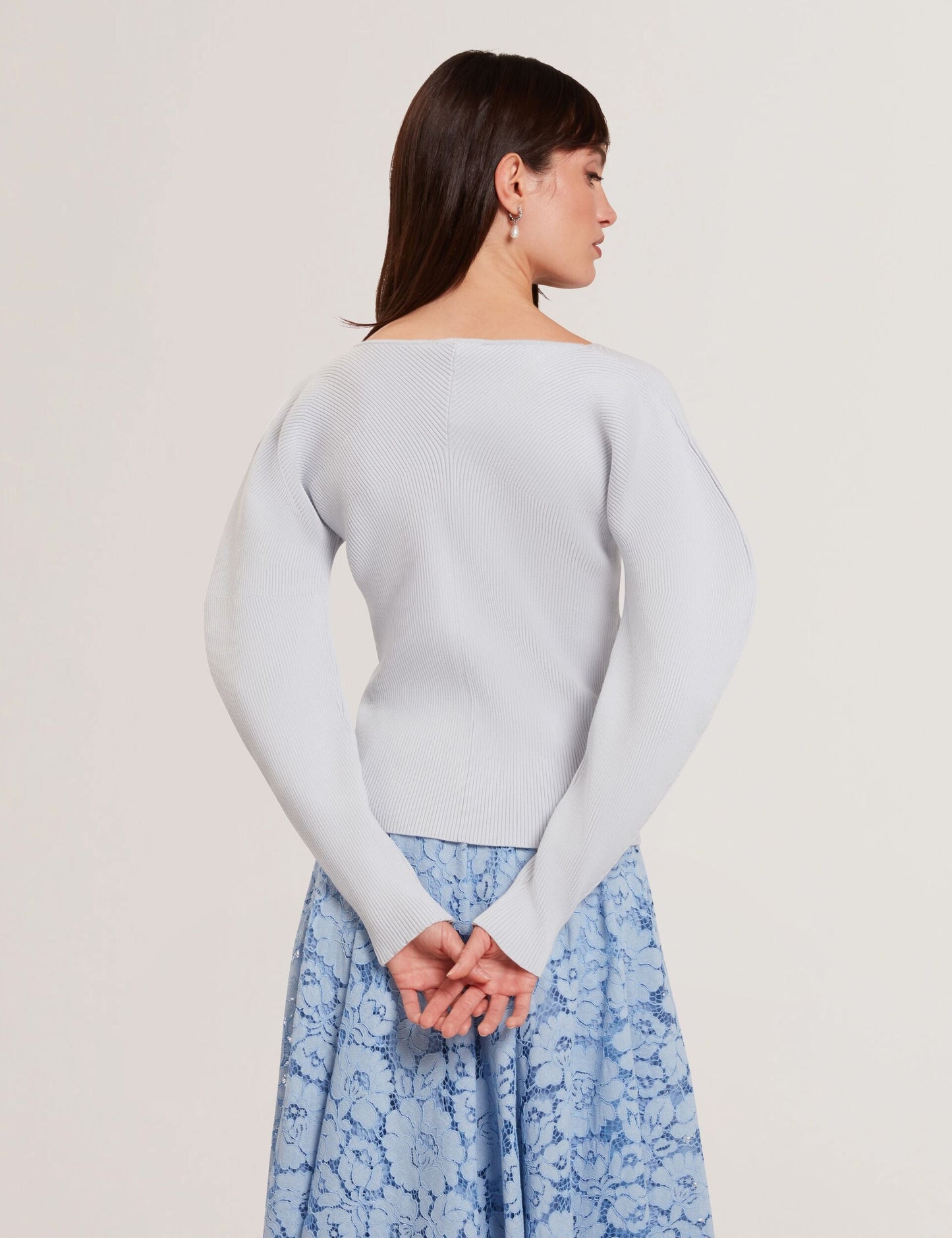 Ted Baker AMELYAA - Rib Sculpt Sleeve Sweater PALE BLUE