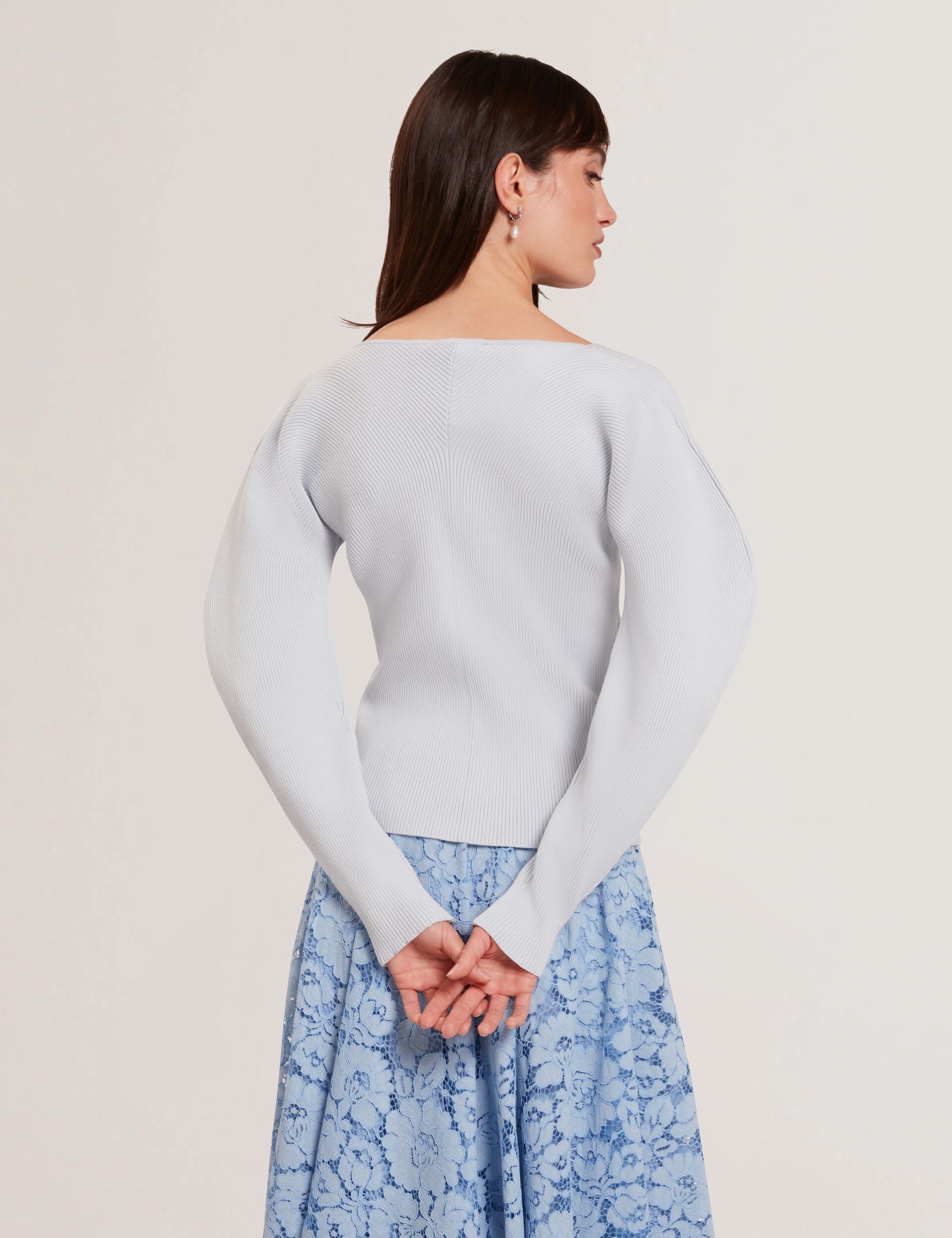 Ted Baker AMELYAA - Rib Sculpt Sleeve Sweater PALE BLUE