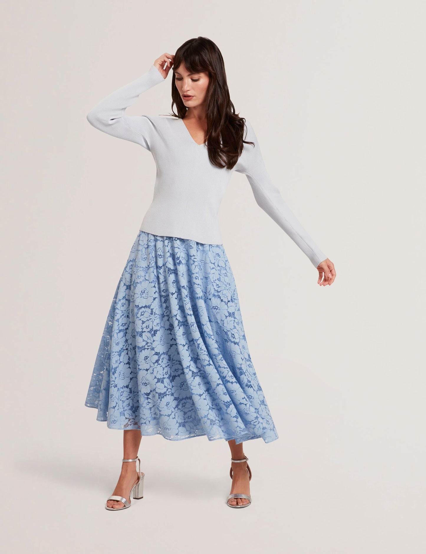 Ted Baker AMELYAA - Rib Sculpt Sleeve Sweater PALE BLUE