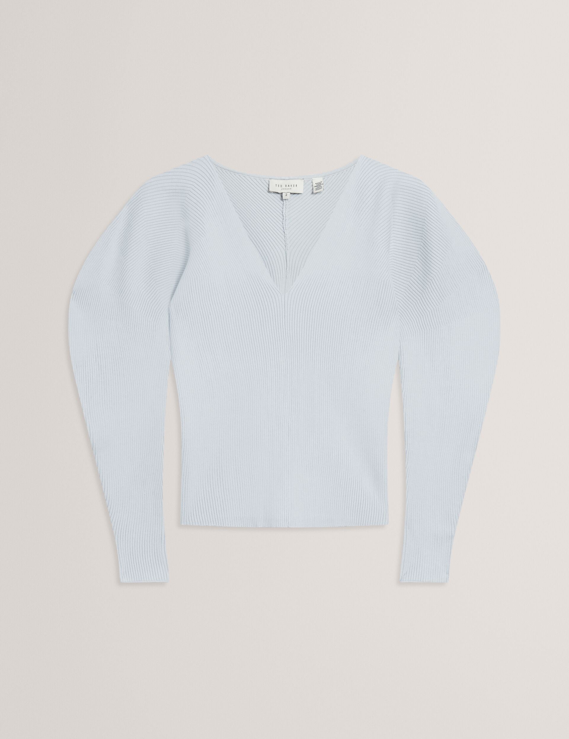 Ted Baker AMELYAA - Rib Sculpt Sleeve Sweater PALE BLUE