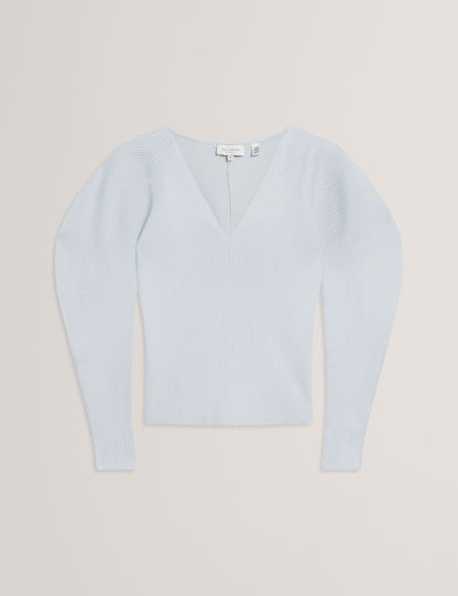 Ted Baker AMELYAA - Rib Sculpt Sleeve Sweater PALE BLUE