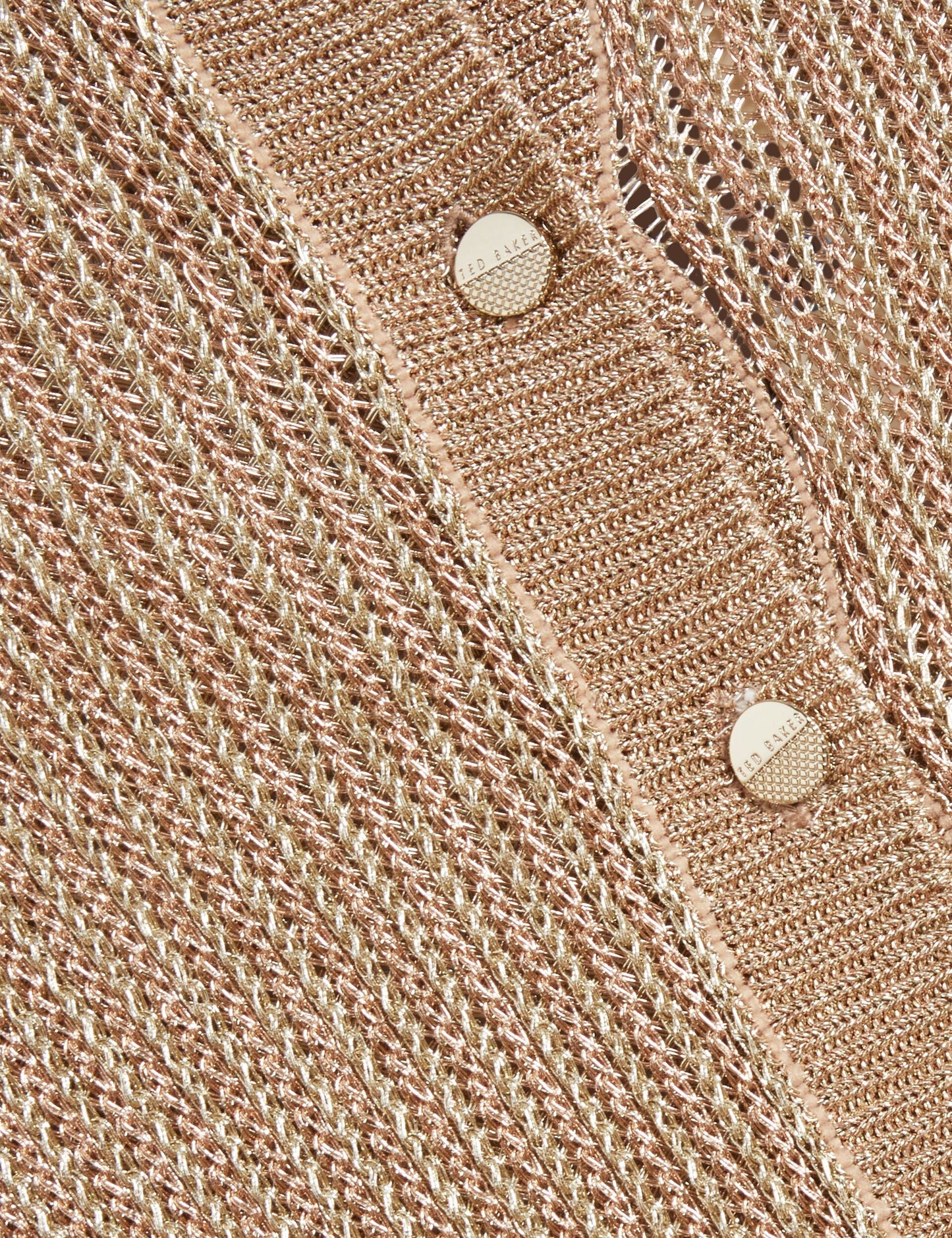 Ted Baker MANYA - Metallic Knit Cropped Cardigan GOLD