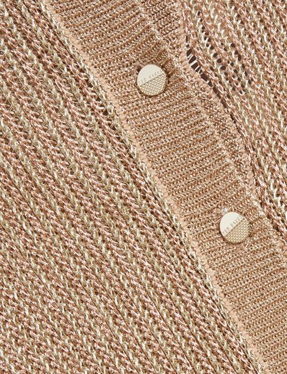Ted Baker MANYA - Metallic Knit Cropped Cardigan GOLD