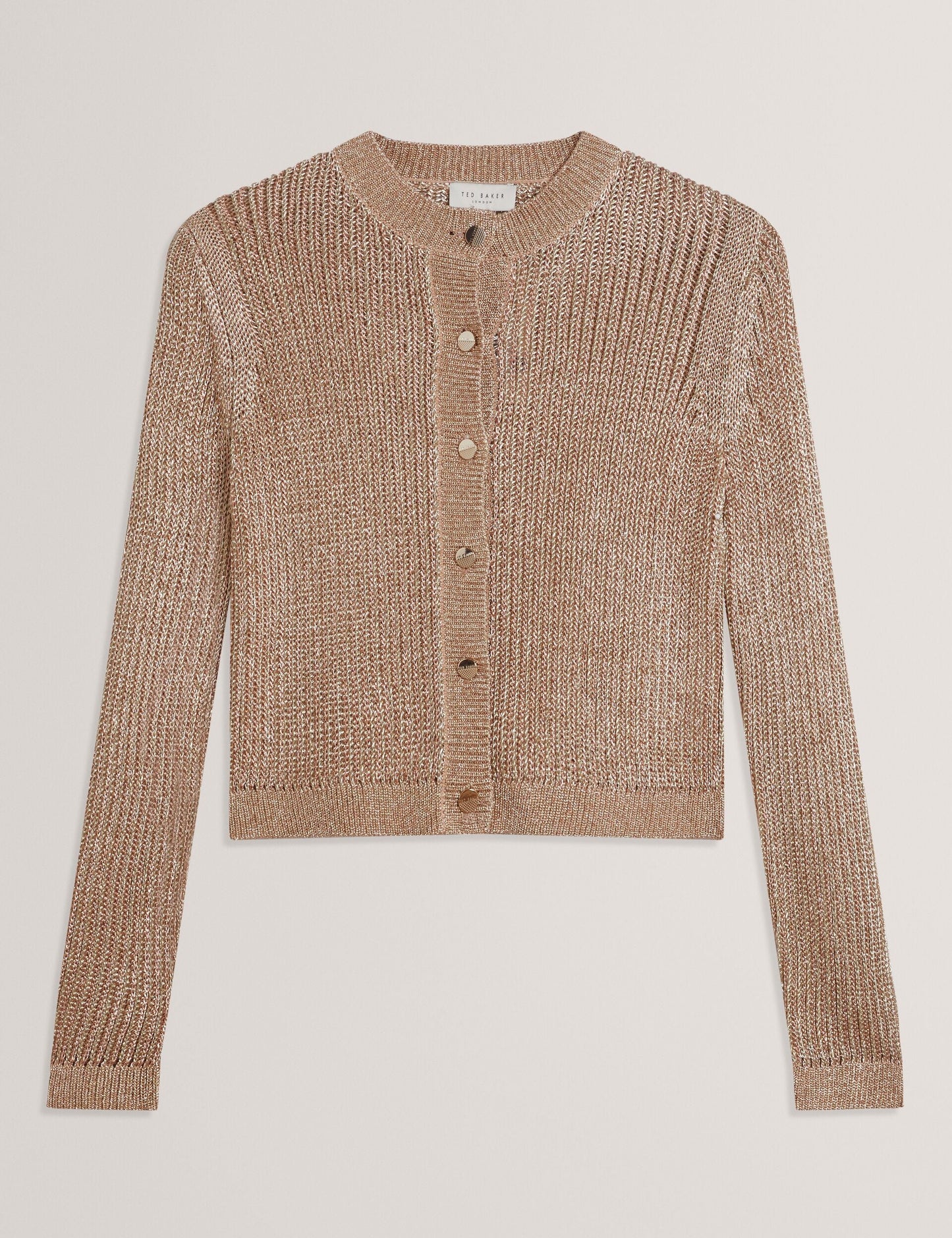 Ted Baker MANYA - Metallic Knit Cropped Cardigan GOLD