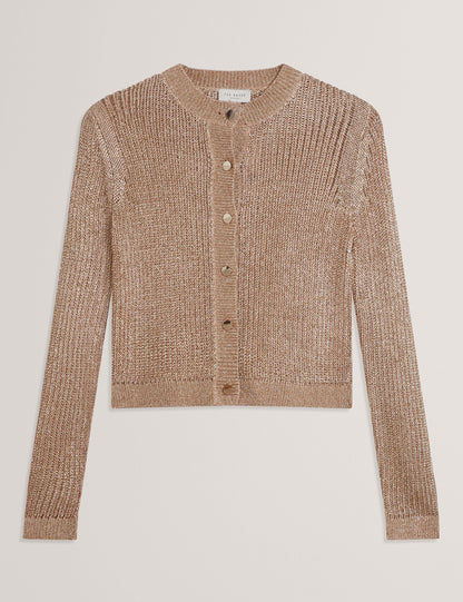 Ted Baker MANYA - Metallic Knit Cropped Cardigan GOLD