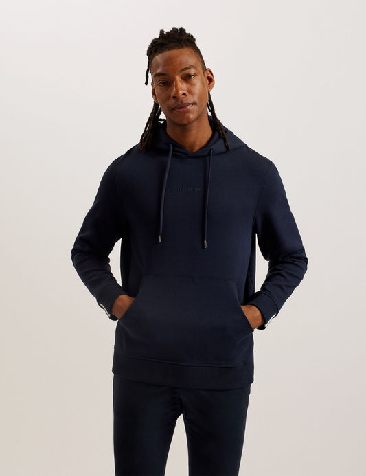 Ted Baker DROTOW - Logo Detail Cotton Blend Hoodie NAVY