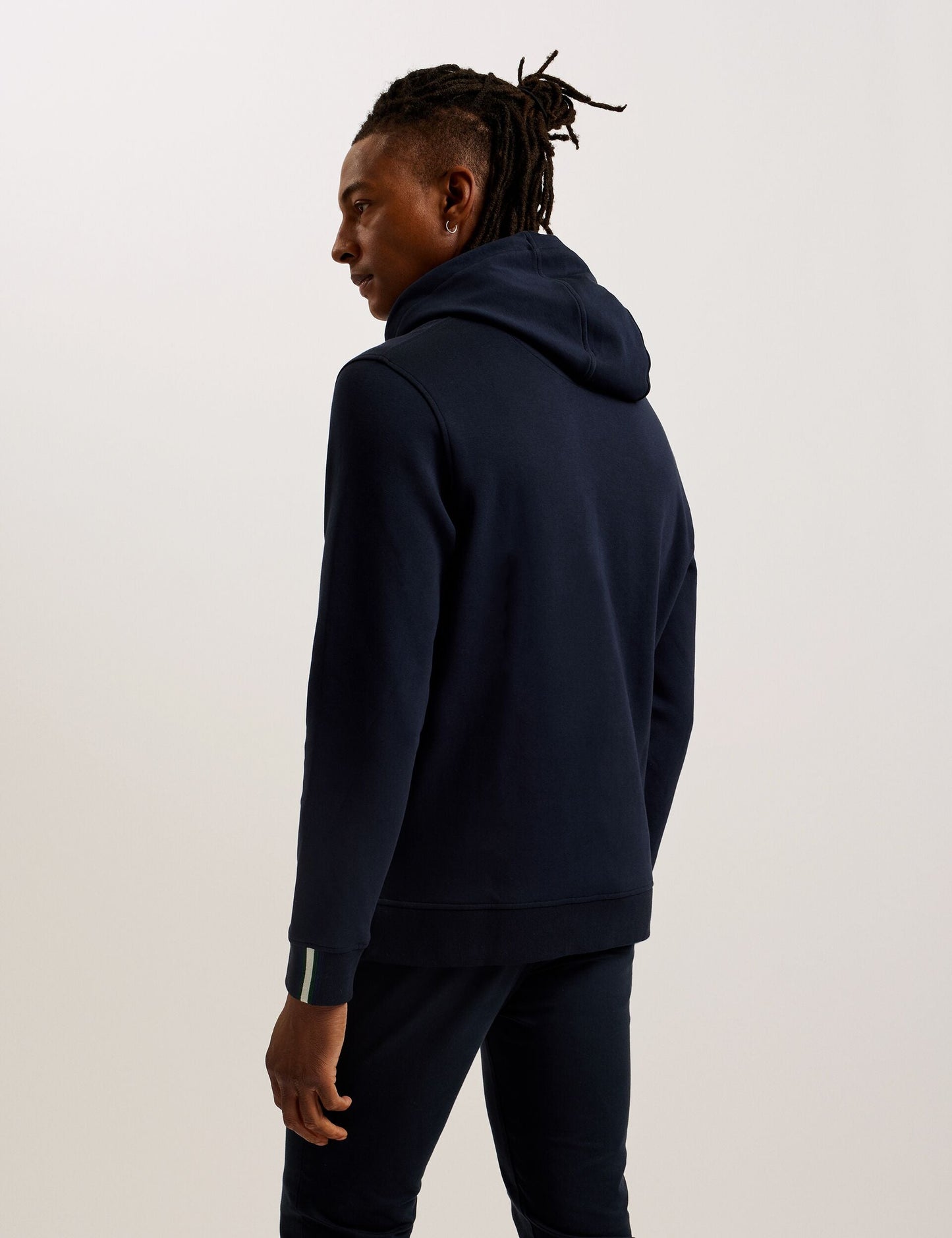 Ted Baker DROTOW - Logo Detail Cotton Blend Hoodie NAVY