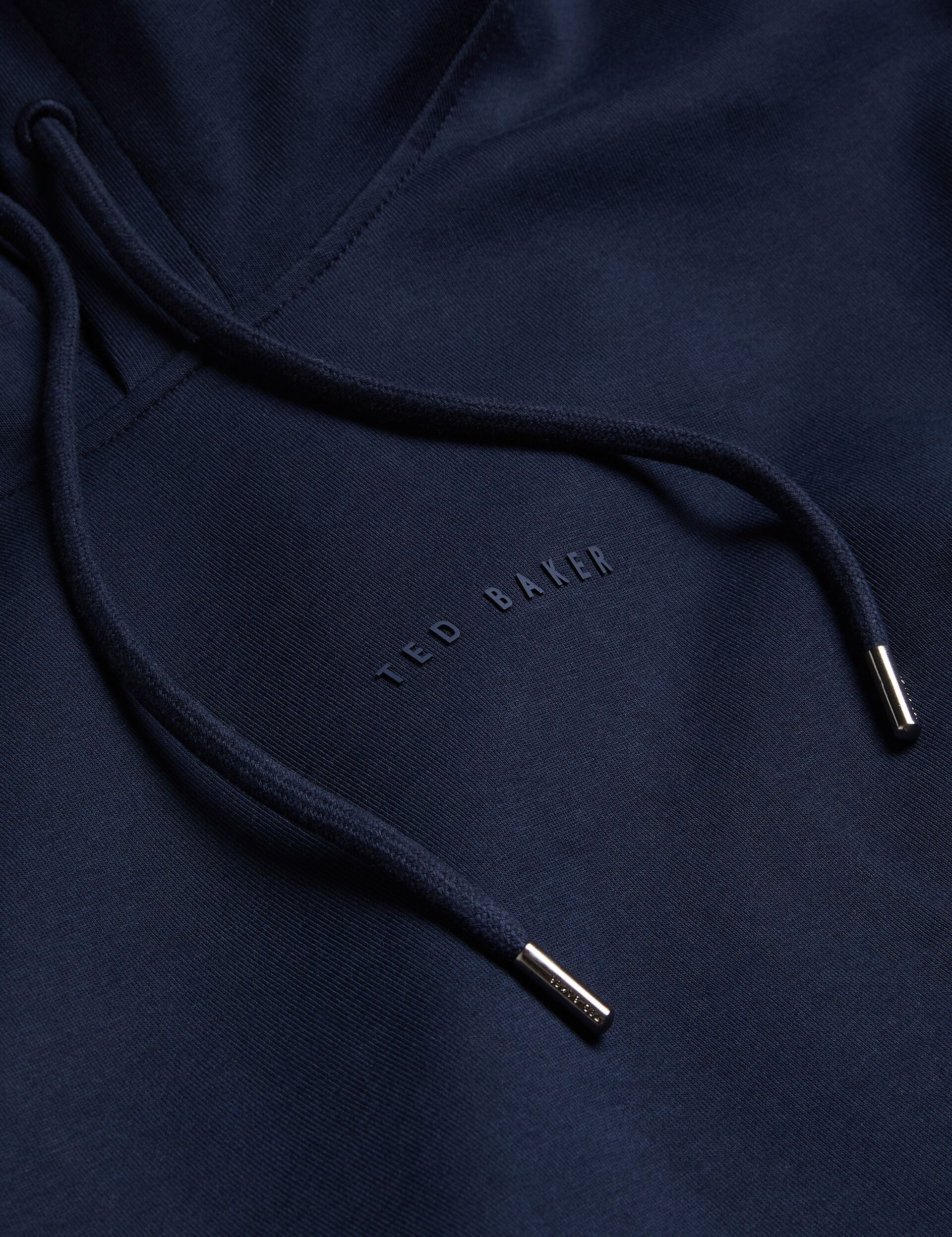 Ted Baker DROTOW - Logo Detail Cotton Blend Hoodie NAVY