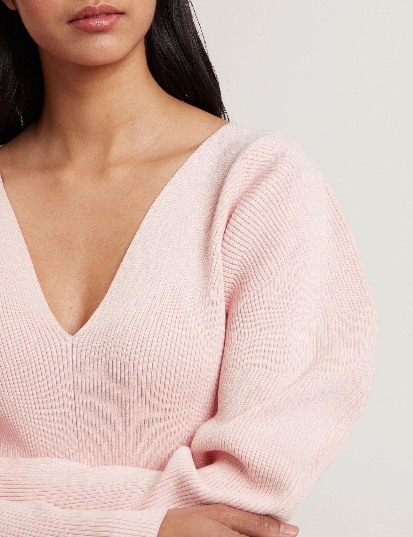 Ted Baker AMELYAA - Rib Sculpt Sleeve Sweater LIGHT PINK